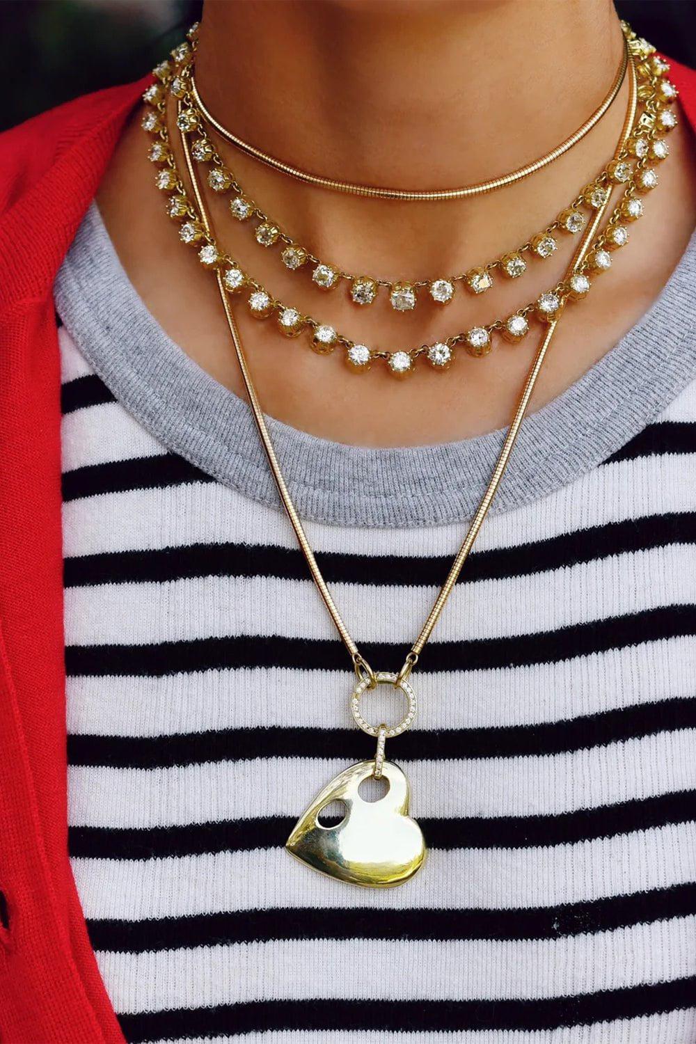 JENNA BLAKE-Large Anchored Heart Charm-YELLOW GOLD