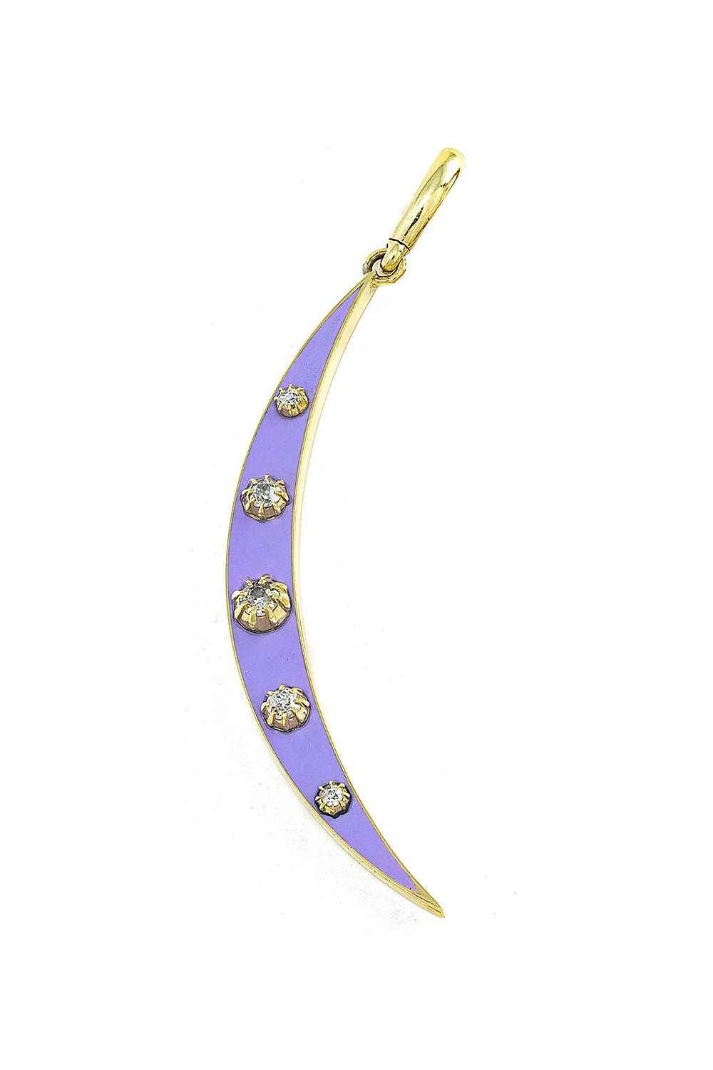 Lavender Diamond Crescent Charm-YELLOW GOLD-LAVENDER-JEWELRYFINE JEWELPENDANT-JENNA BLAKE