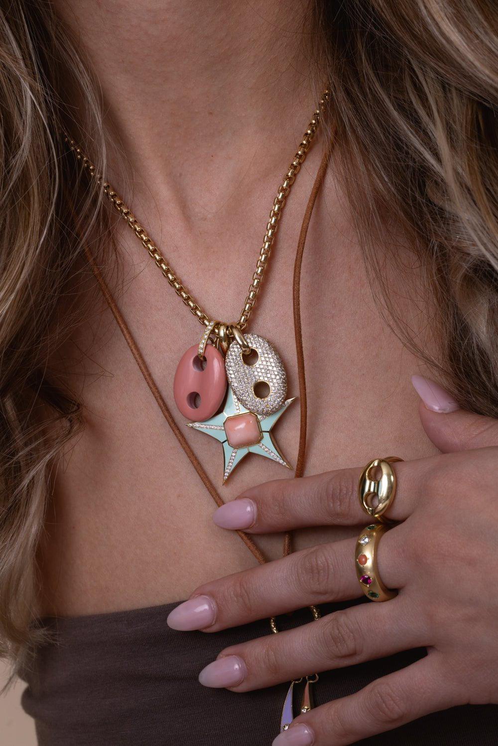 JENNA BLAKE-Stone Mariner Link Charm Pendant-