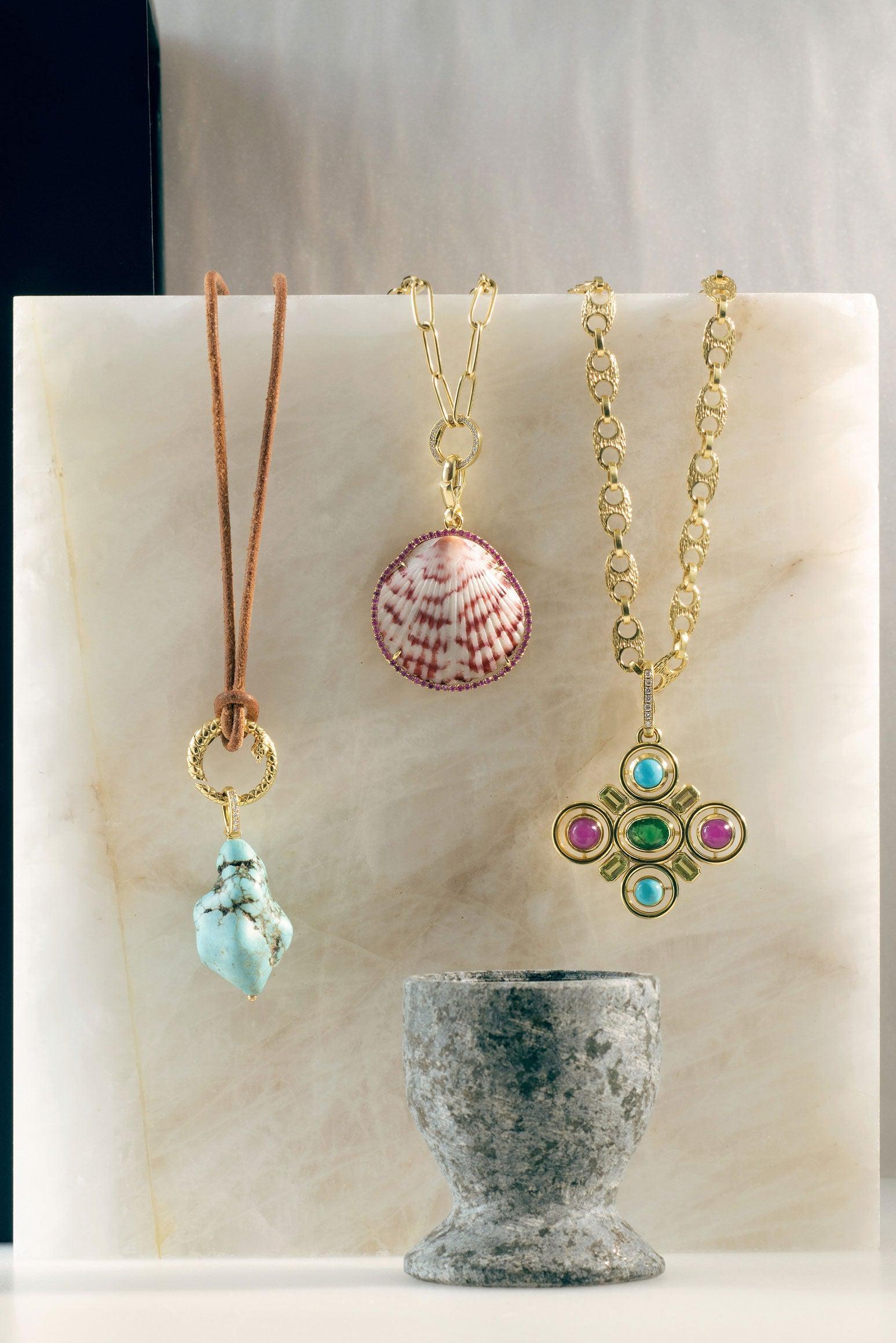 Turquoise Nugget Charm-YELLOW GOLD-JEWELRYFINE JEWELPENDANT-JENNA BLAKE