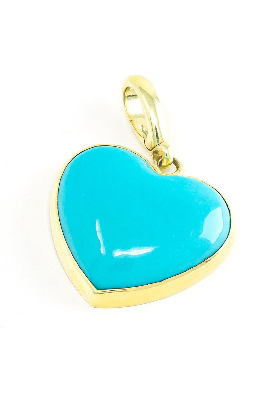 JENNA BLAKE-Small Turquoise Carved Heart Charm-YELLOW GOLD