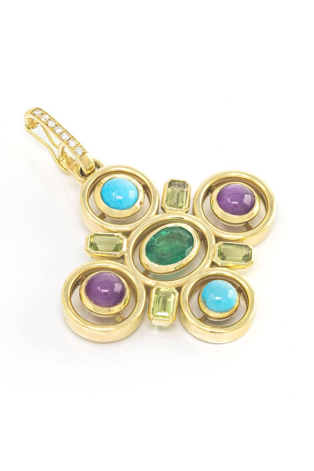 The Emerald Hydrangea Charm-YELLOW GOLD-JEWELRYFINE JEWELPENDANT-JENNA BLAKE