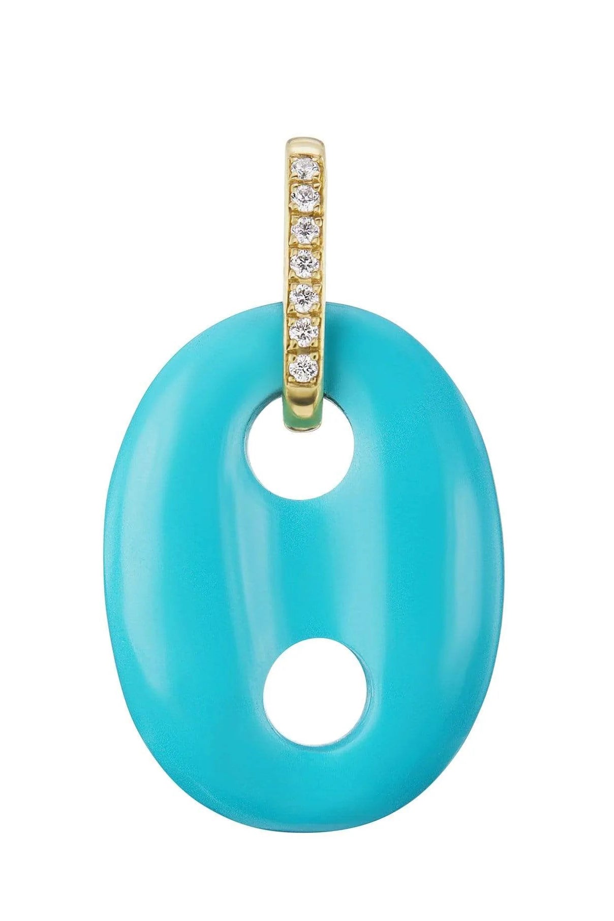 JENNA BLAKE-Turquoise and Diamond Mariner Charm-YELLOW GOLD