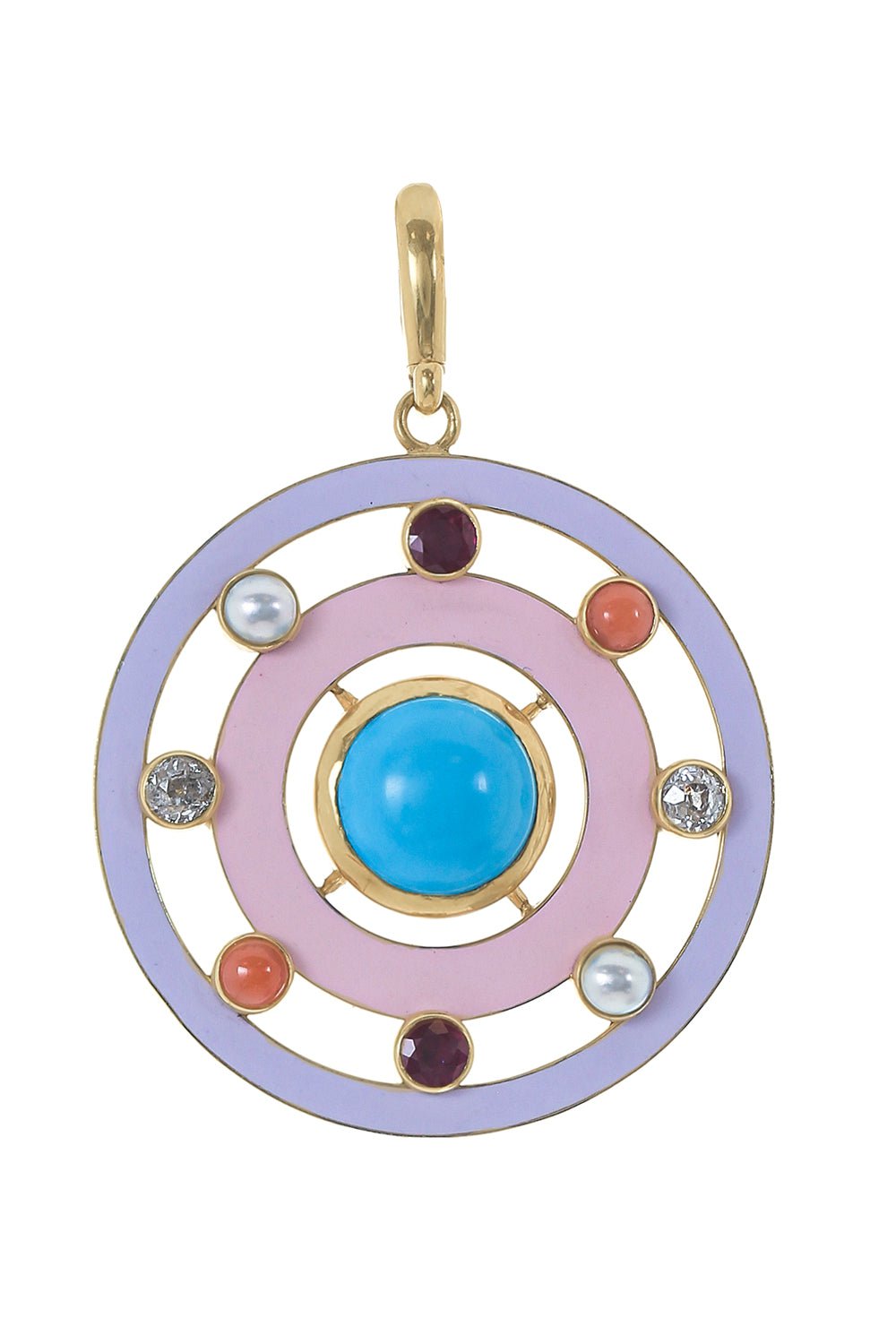 JENNA BLAKE-Turquoise Enamel Orbit Pendant-YELLOW GOLD