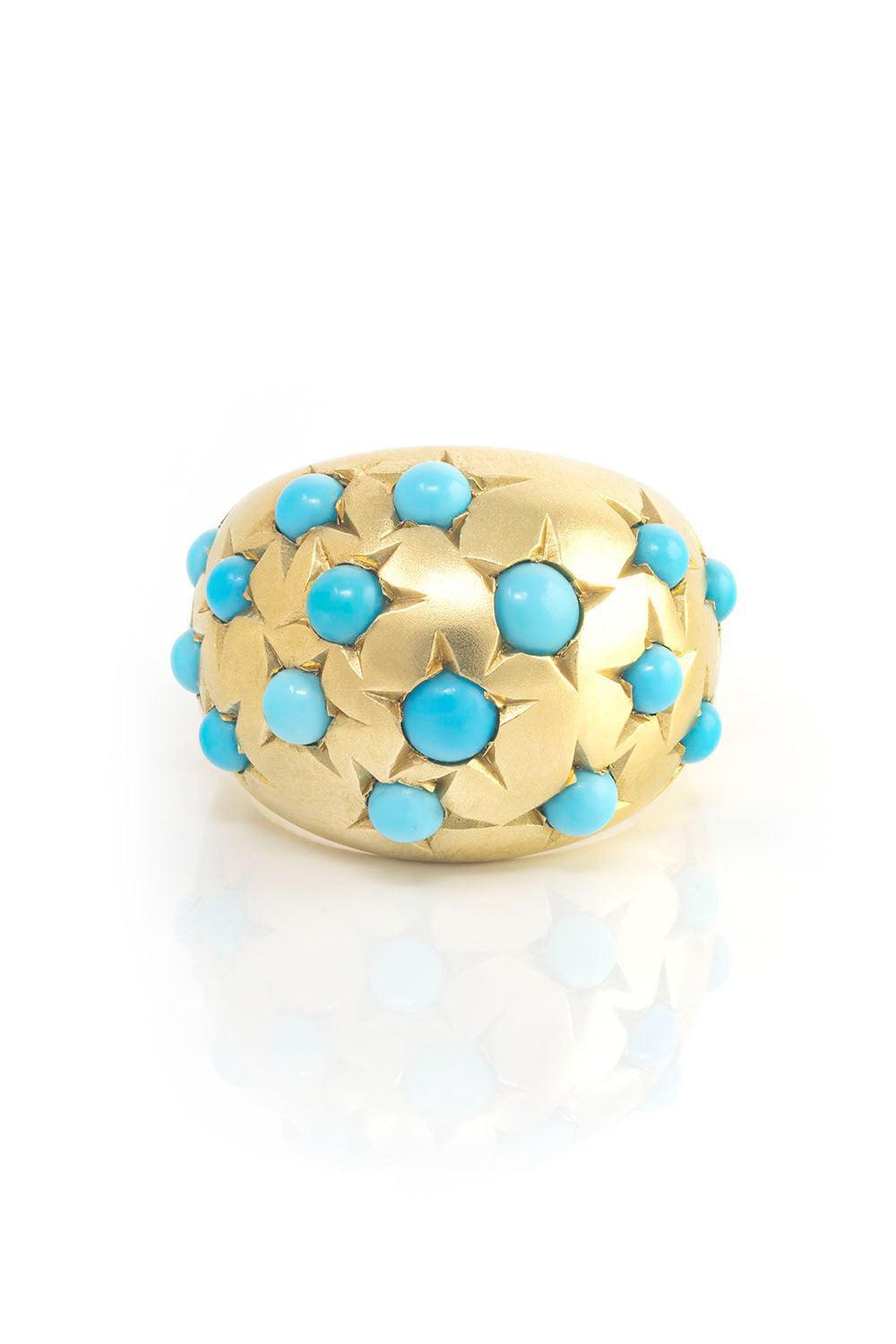 Turquoise Stardust Dome Ring-YELLOW GOLD-6-JEWELRYFINE JEWELRING-JENNA BLAKE