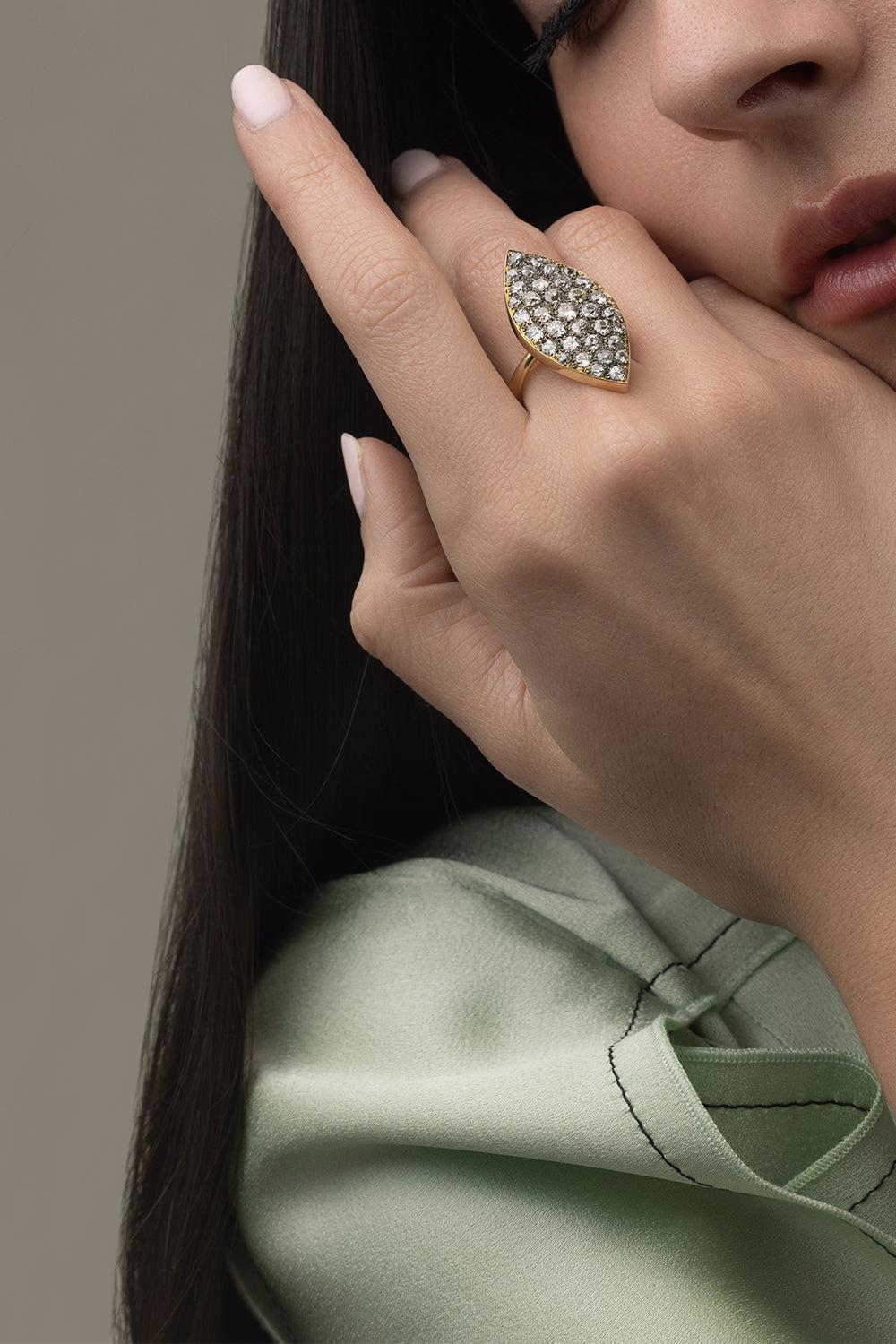Diamond Palm Leaf Ring-YELLOW GOLD-6-JEWELRYFINE JEWELRING-JENNA BLAKE