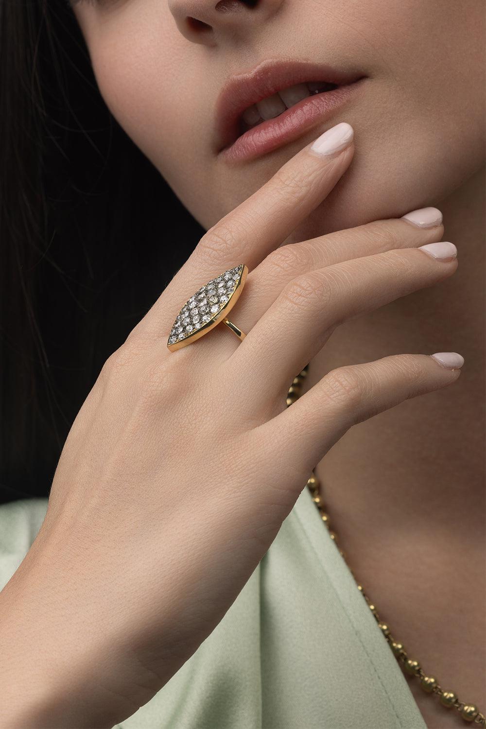 Diamond Palm Leaf Ring-YELLOW GOLD-6-JEWELRYFINE JEWELRING-JENNA BLAKE
