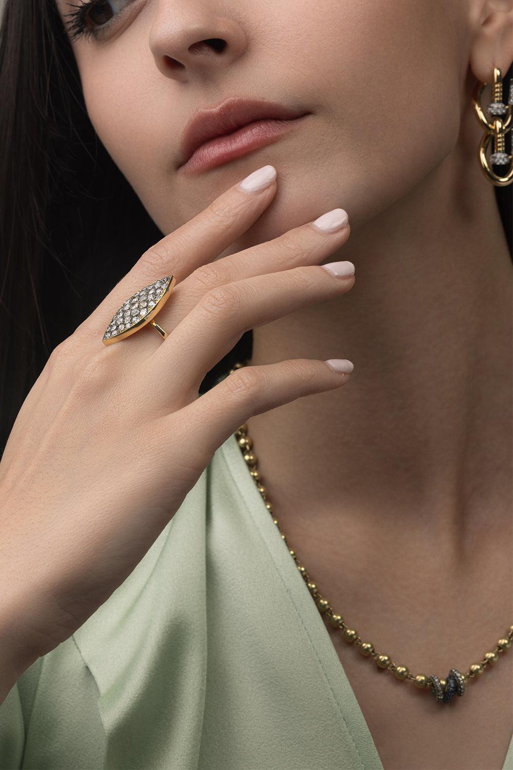 Diamond Palm Leaf Ring-YELLOW GOLD-6-JEWELRYFINE JEWELRING-JENNA BLAKE