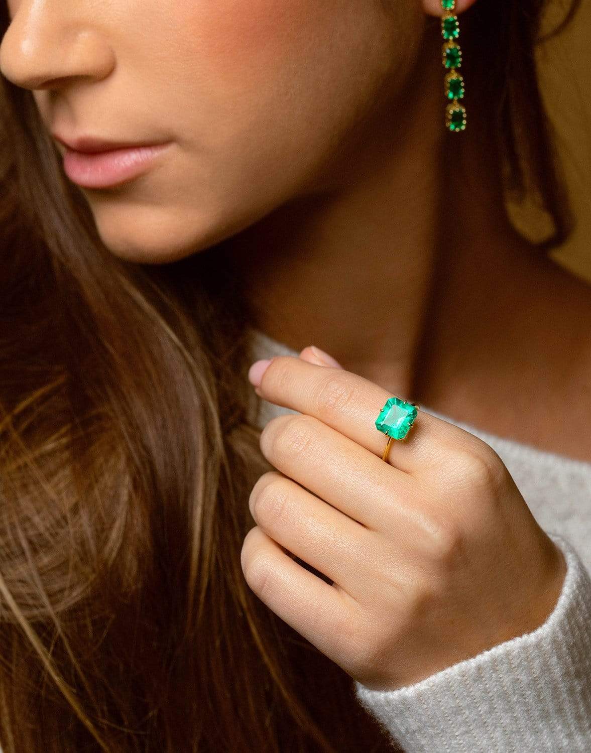 JENNA BLAKE-Emerald Ring-YELLOW GOLD