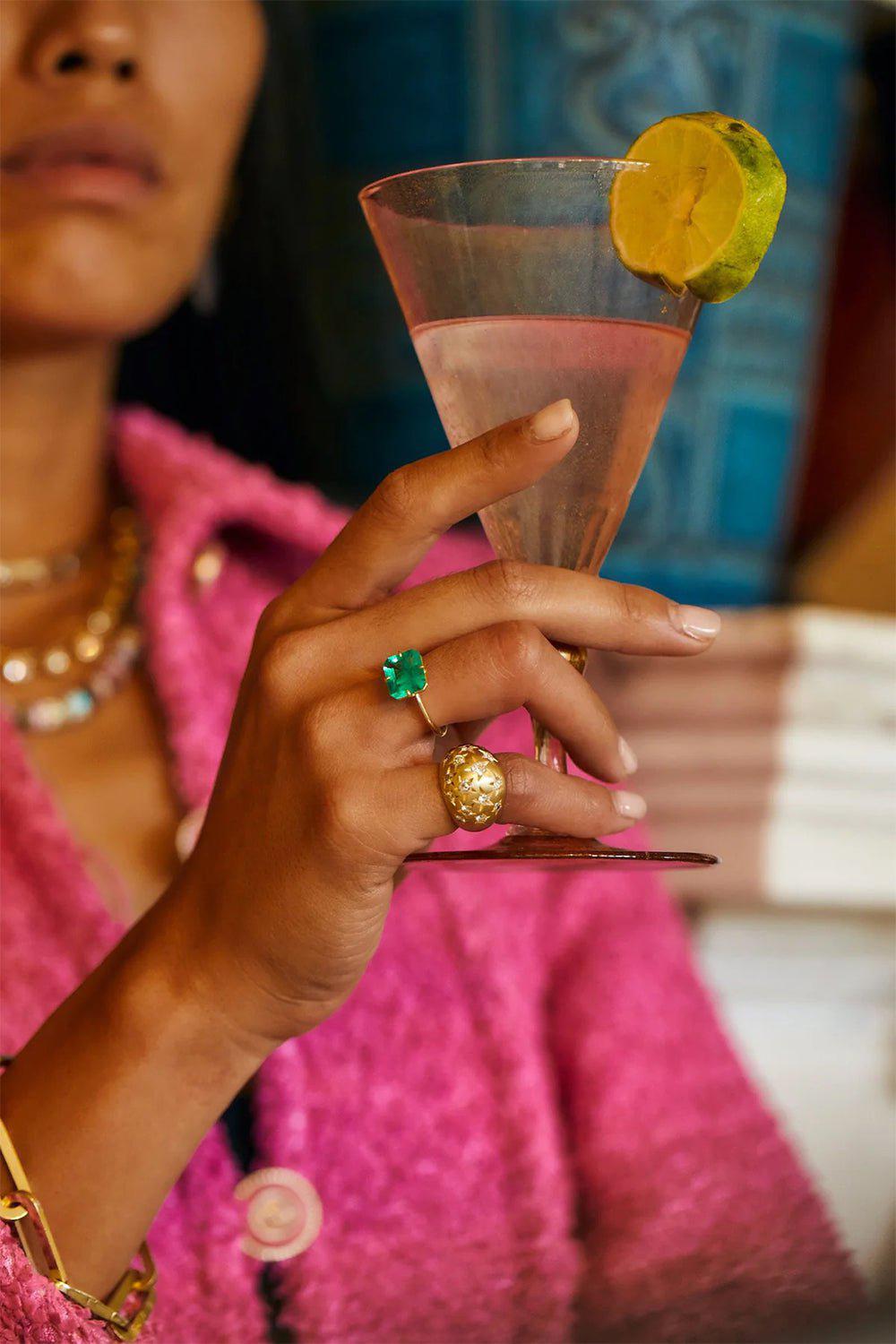JENNA BLAKE-Stardust Dome Ring-YELLOW GOLD