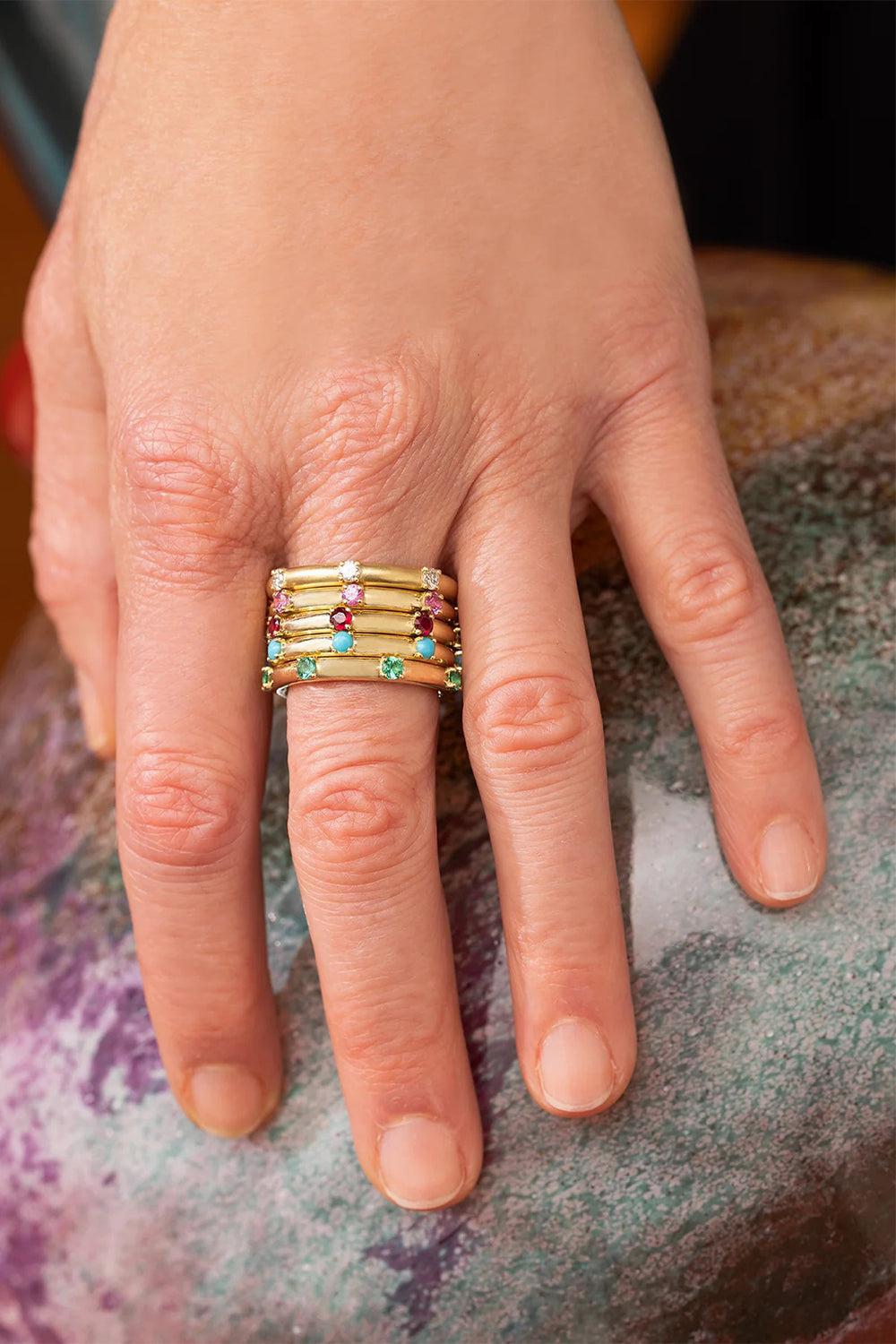 Emerald Polka Dot Ring-YELLOW GOLD-6.5-JEWELRYFINE JEWELRING-JENNA BLAKE