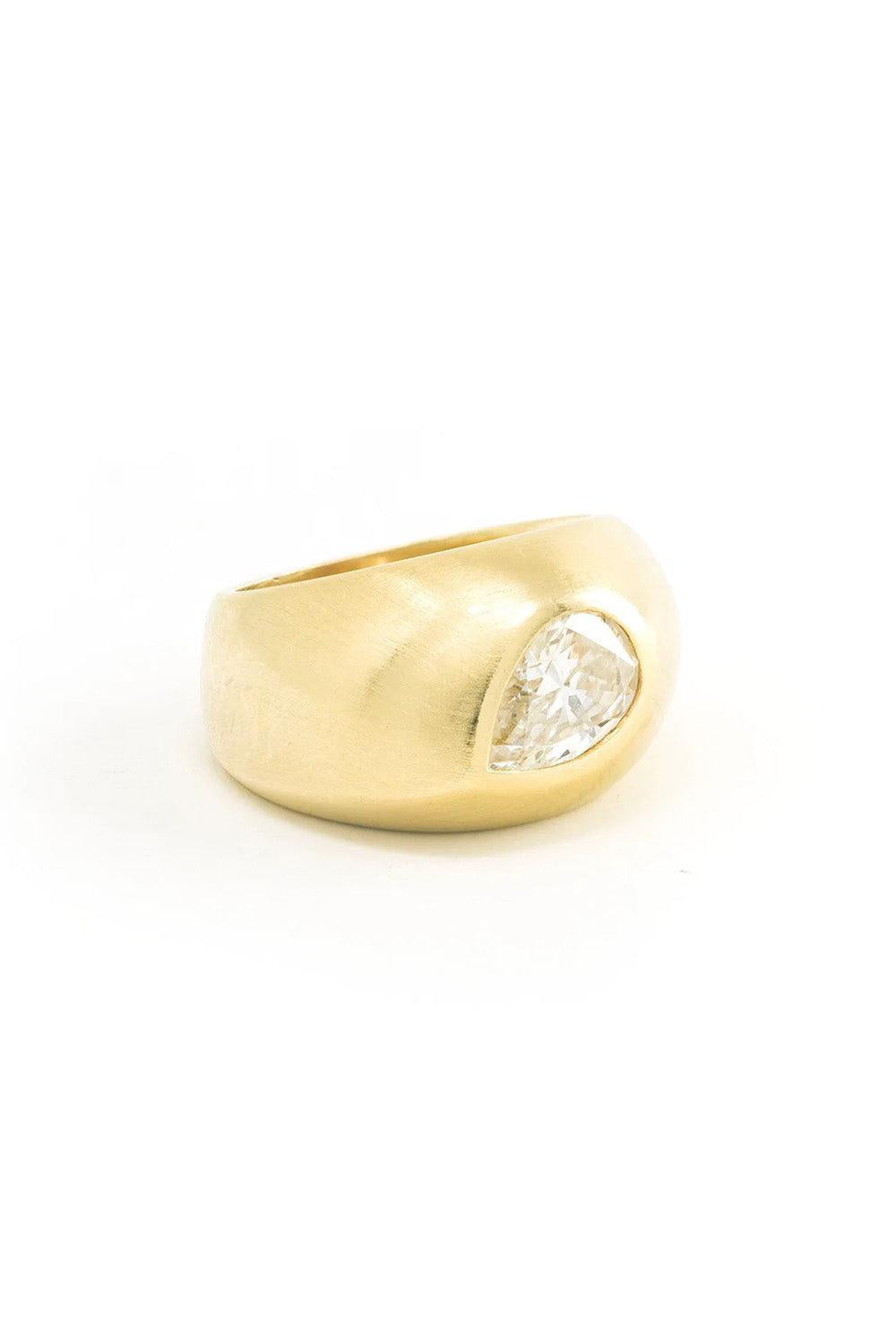 Pear Diamond Cigar Band Ring-YELLOW GOLD-6.5-JEWELRYFINE JEWELRING-JENNA BLAKE