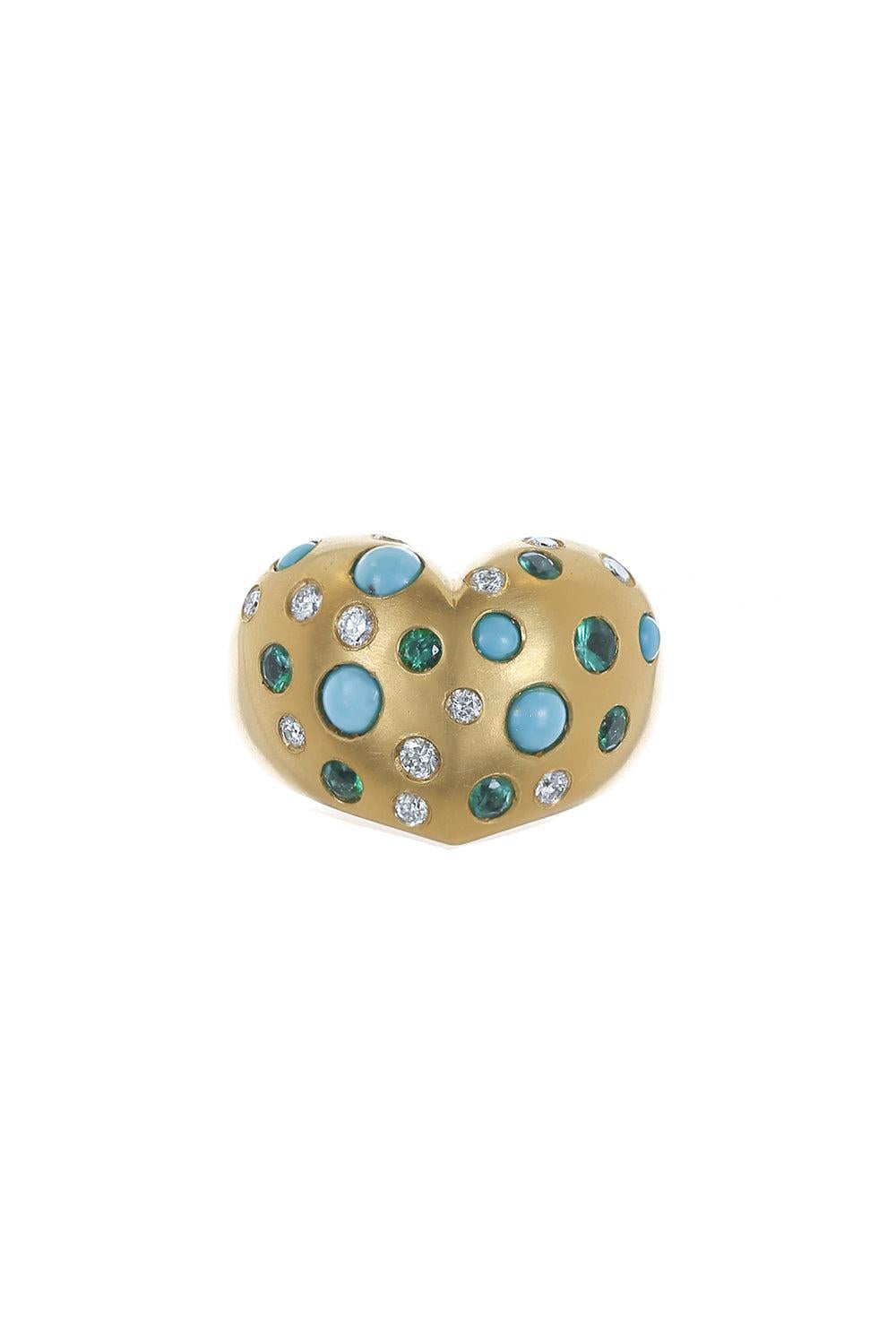 Turquoise Emerald Gypsy Heart Ring-YELLOW GOLD-6.5-JEWELRYFINE JEWELRING-JENNA BLAKE