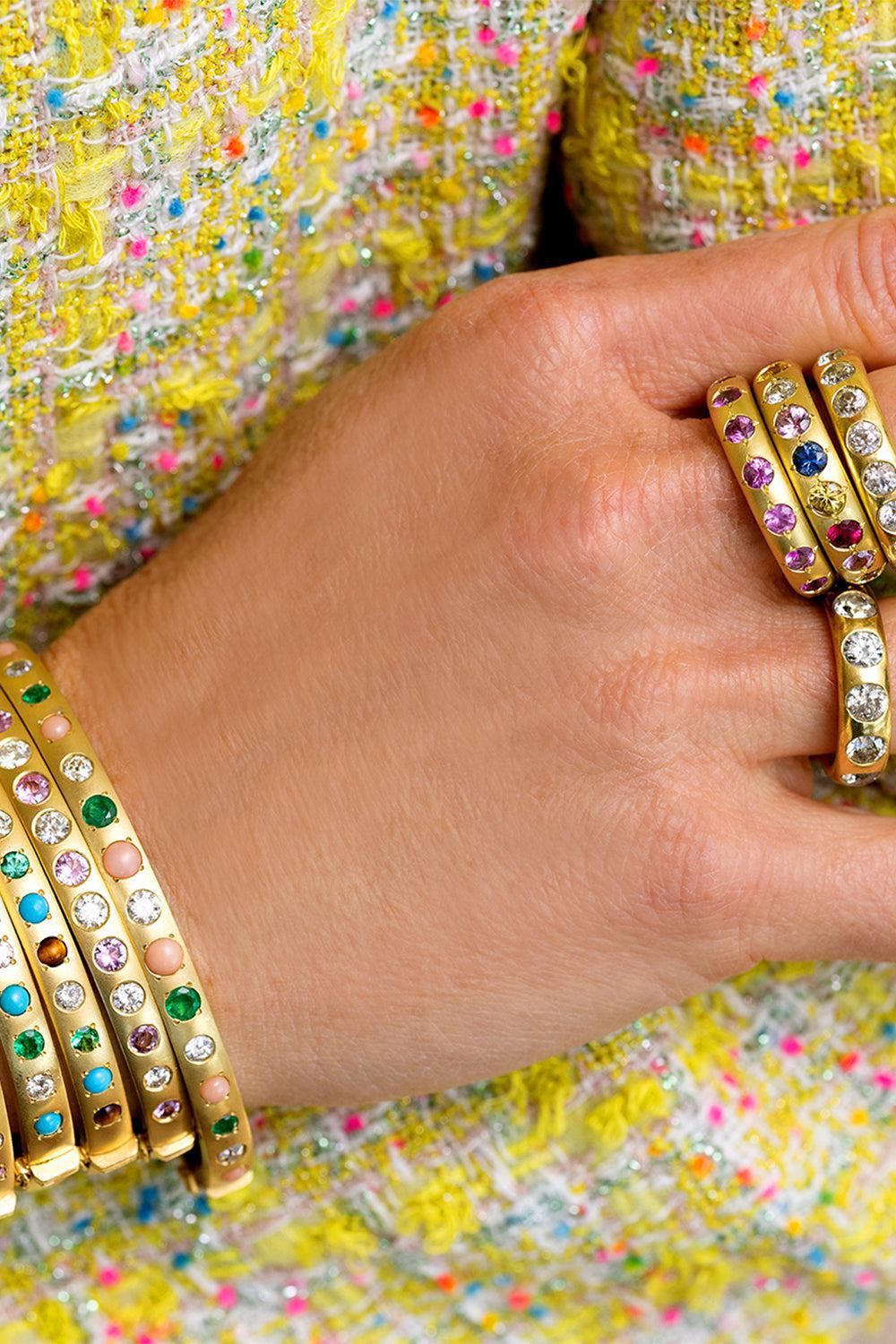Sapphire Rainbow Gypsy Ring-YELLOW GOLD-6.75-JEWELRYFINE JEWELRING-JENNA BLAKE