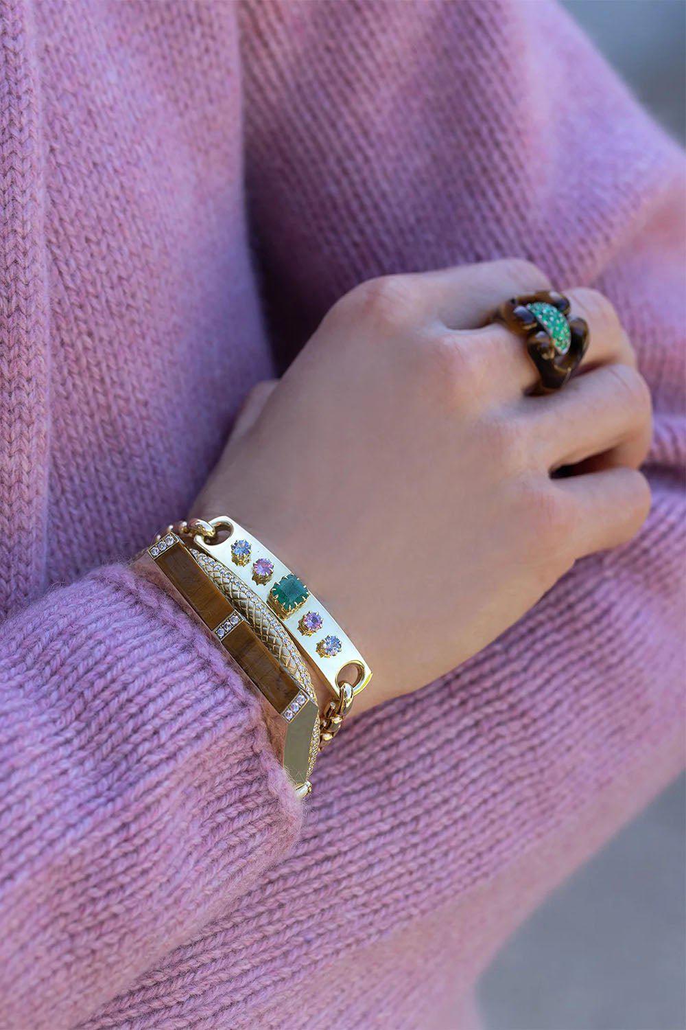 JENNA BLAKE-Nautical Tiger's Eye Ring-YELLOW GOLD