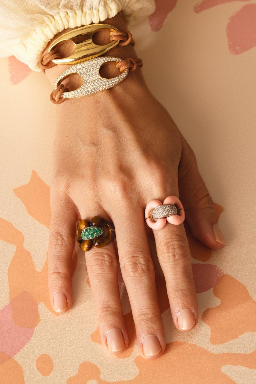 JENNA BLAKE-Nautical Tiger's Eye Ring-YELLOW GOLD