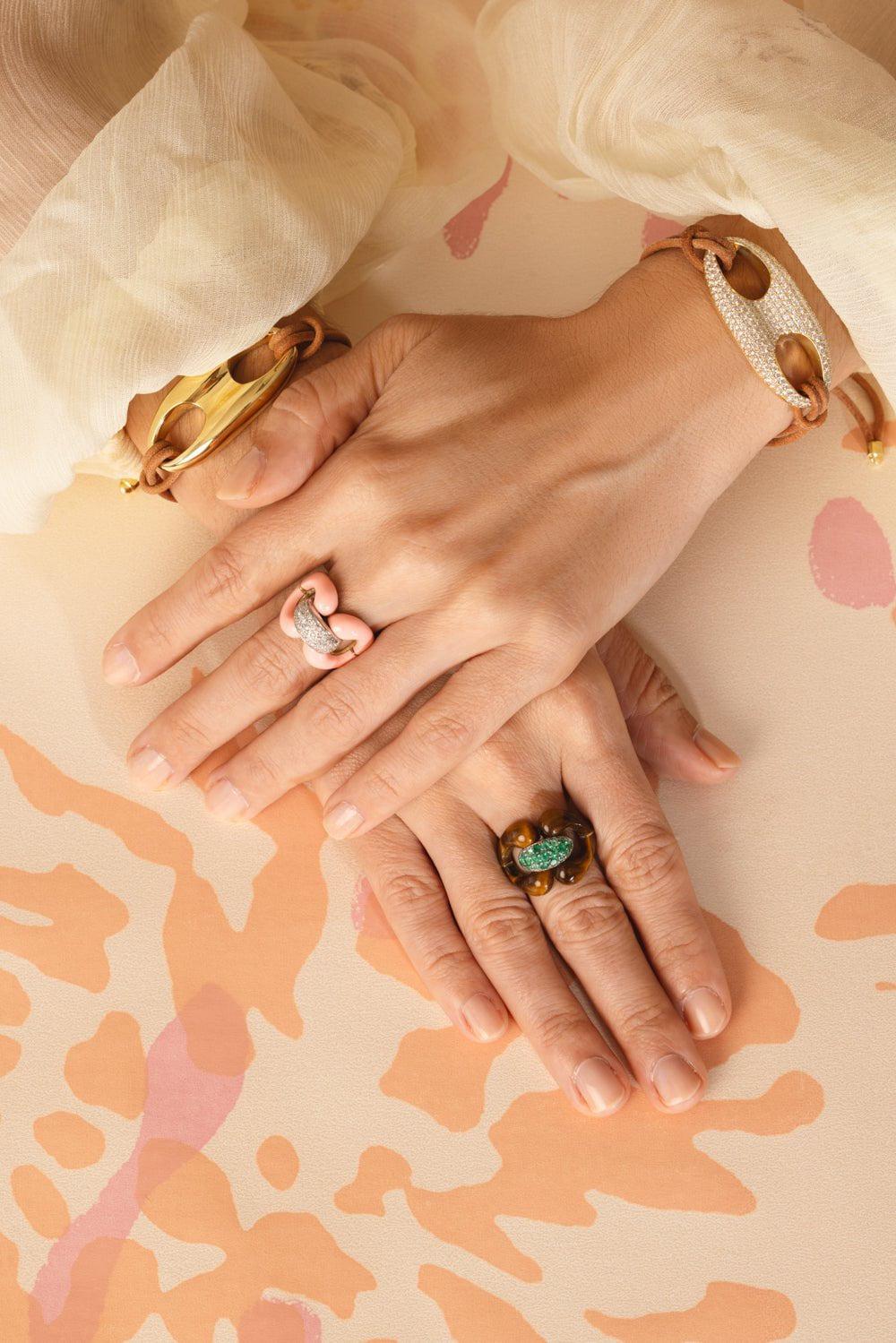 JENNA BLAKE-Nautical Tiger's Eye Ring-YELLOW GOLD