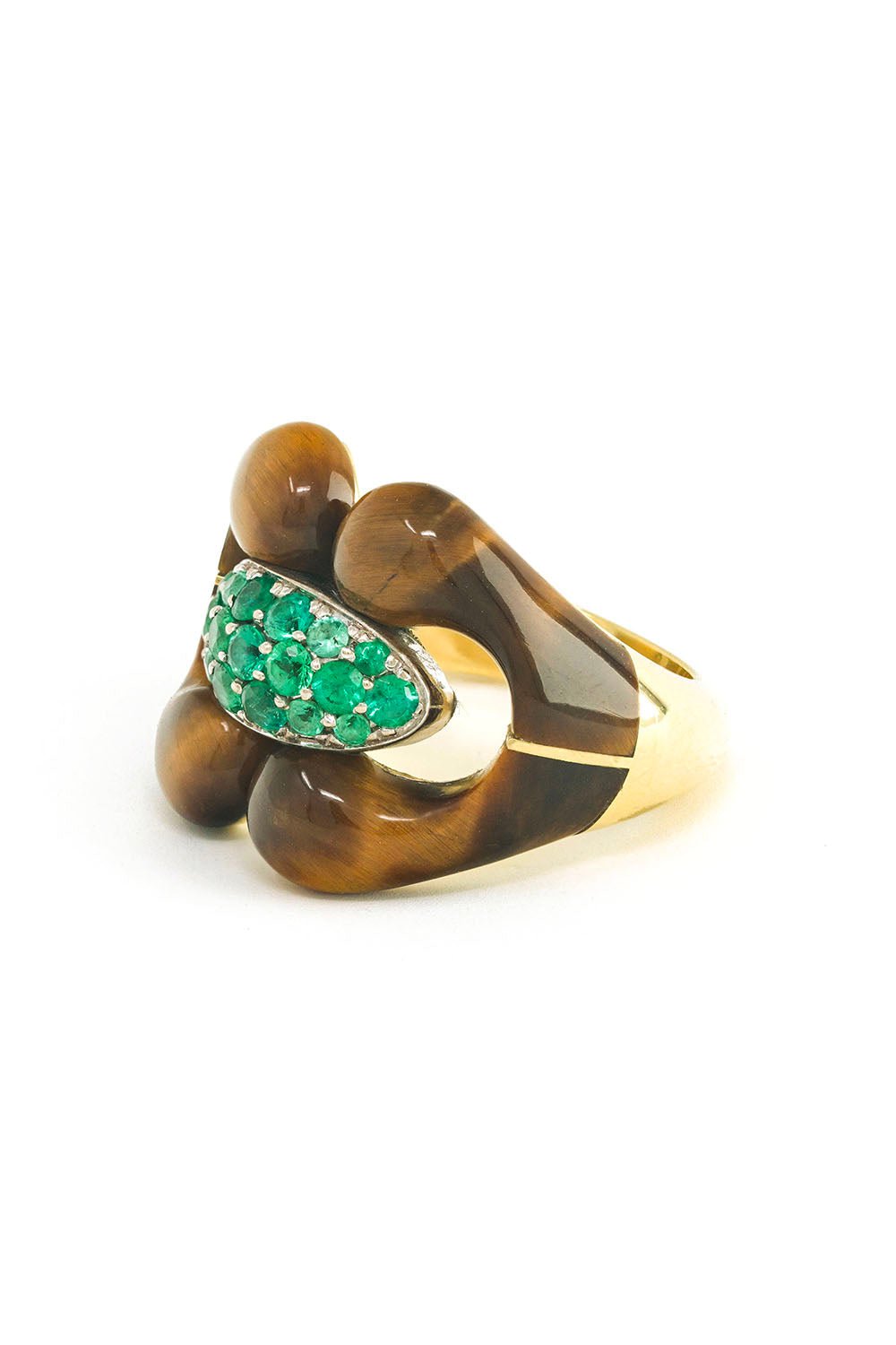 JENNA BLAKE-Nautical Tiger's Eye Ring-YELLOW GOLD