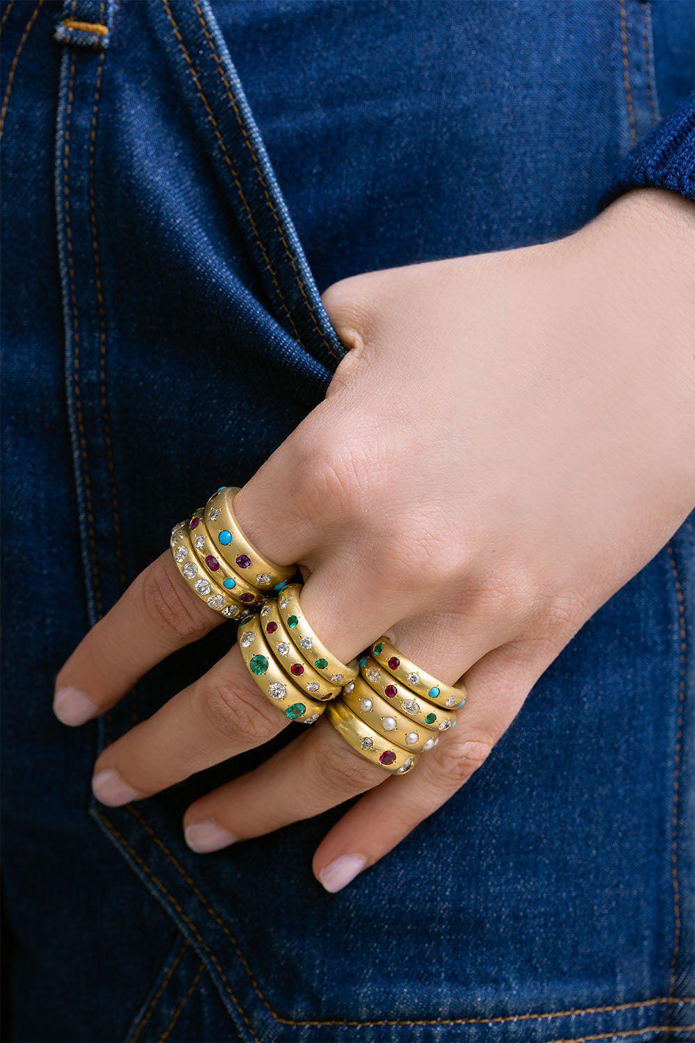 JENNA BLAKE-Multi Stone Gypsy Ring-YELLOW GOLD