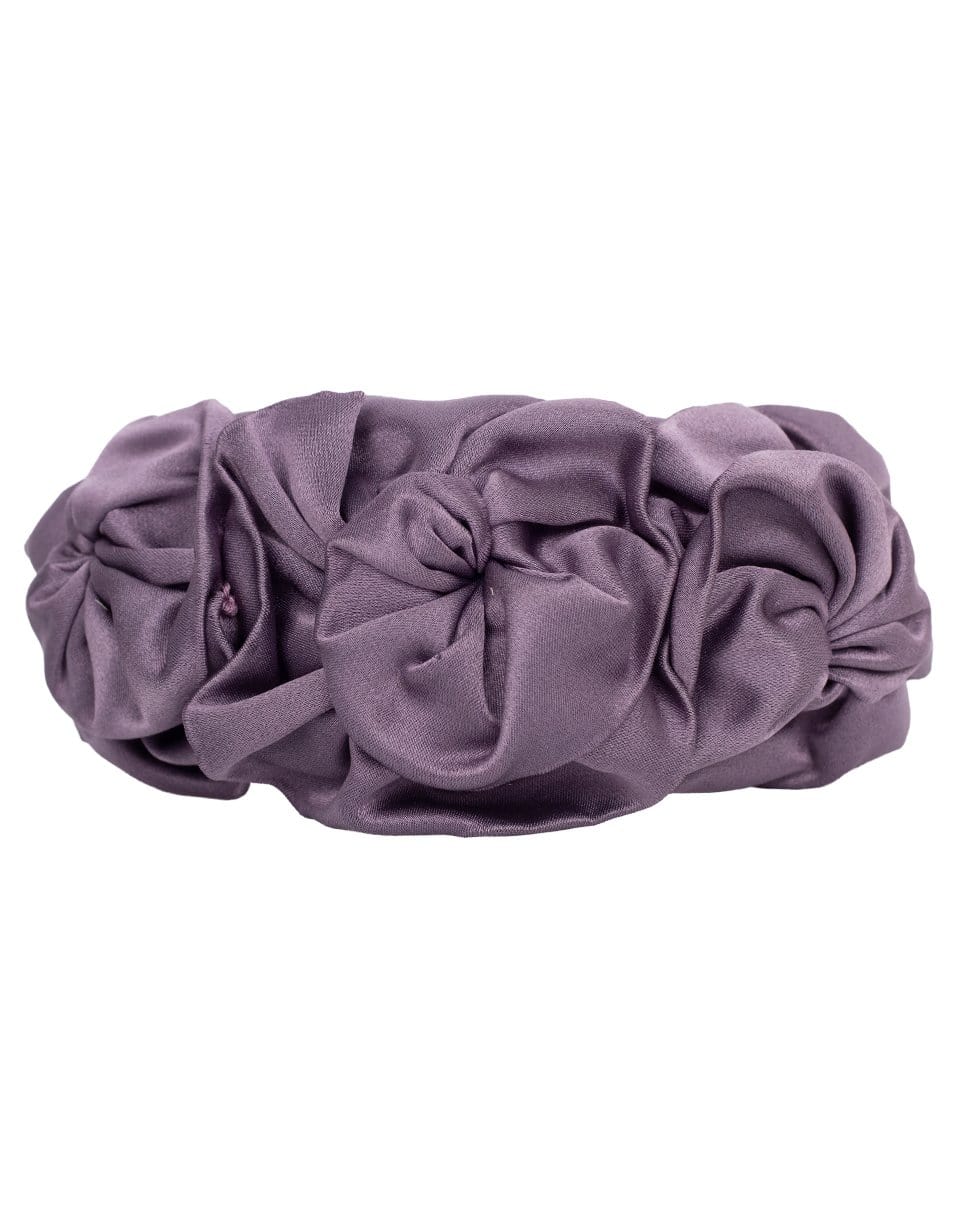 JENNIFER BEHR-Triple Rosette Duchess Satin Headband-PURPLE