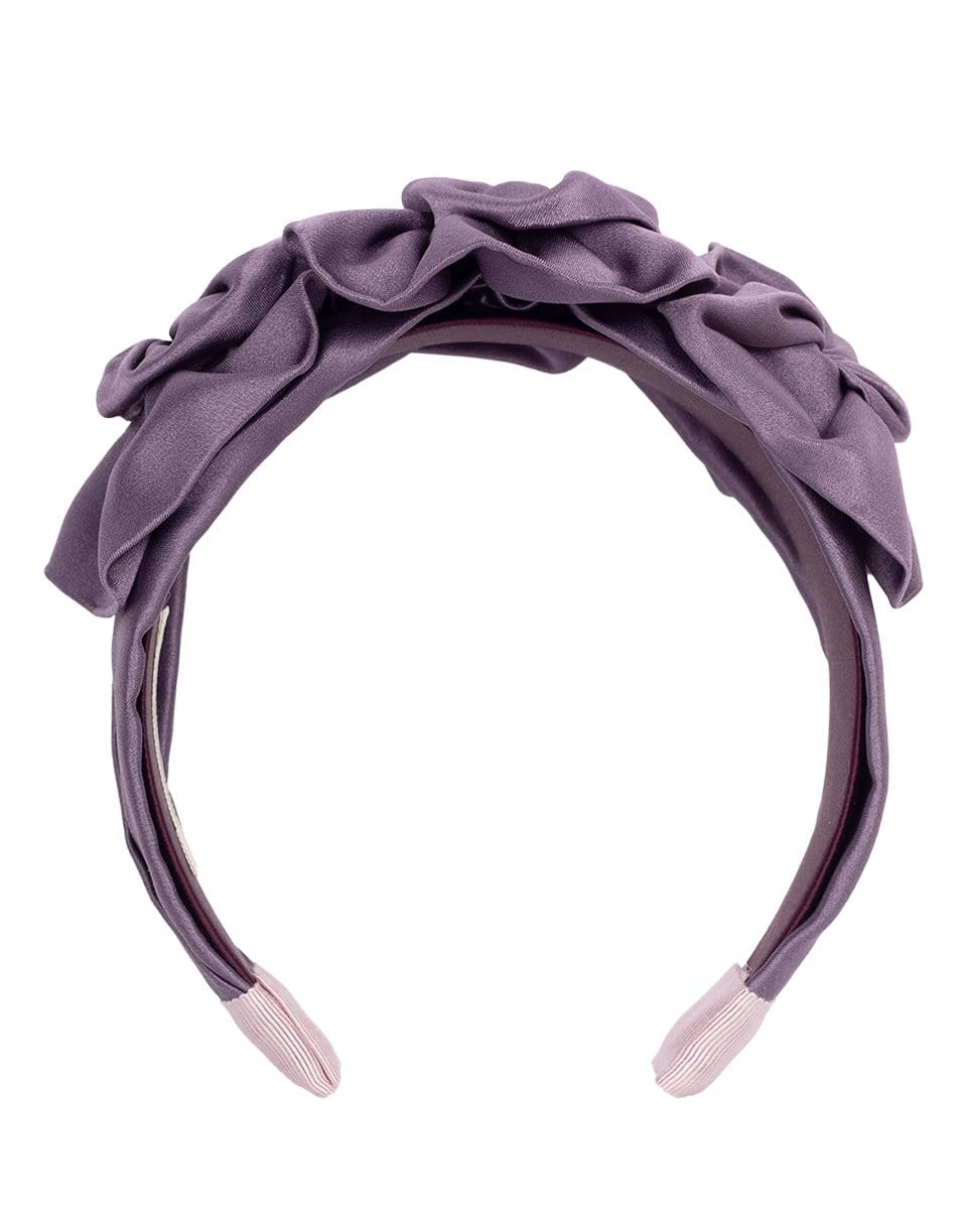 JENNIFER BEHR-Triple Rosette Duchess Satin Headband-PURPLE