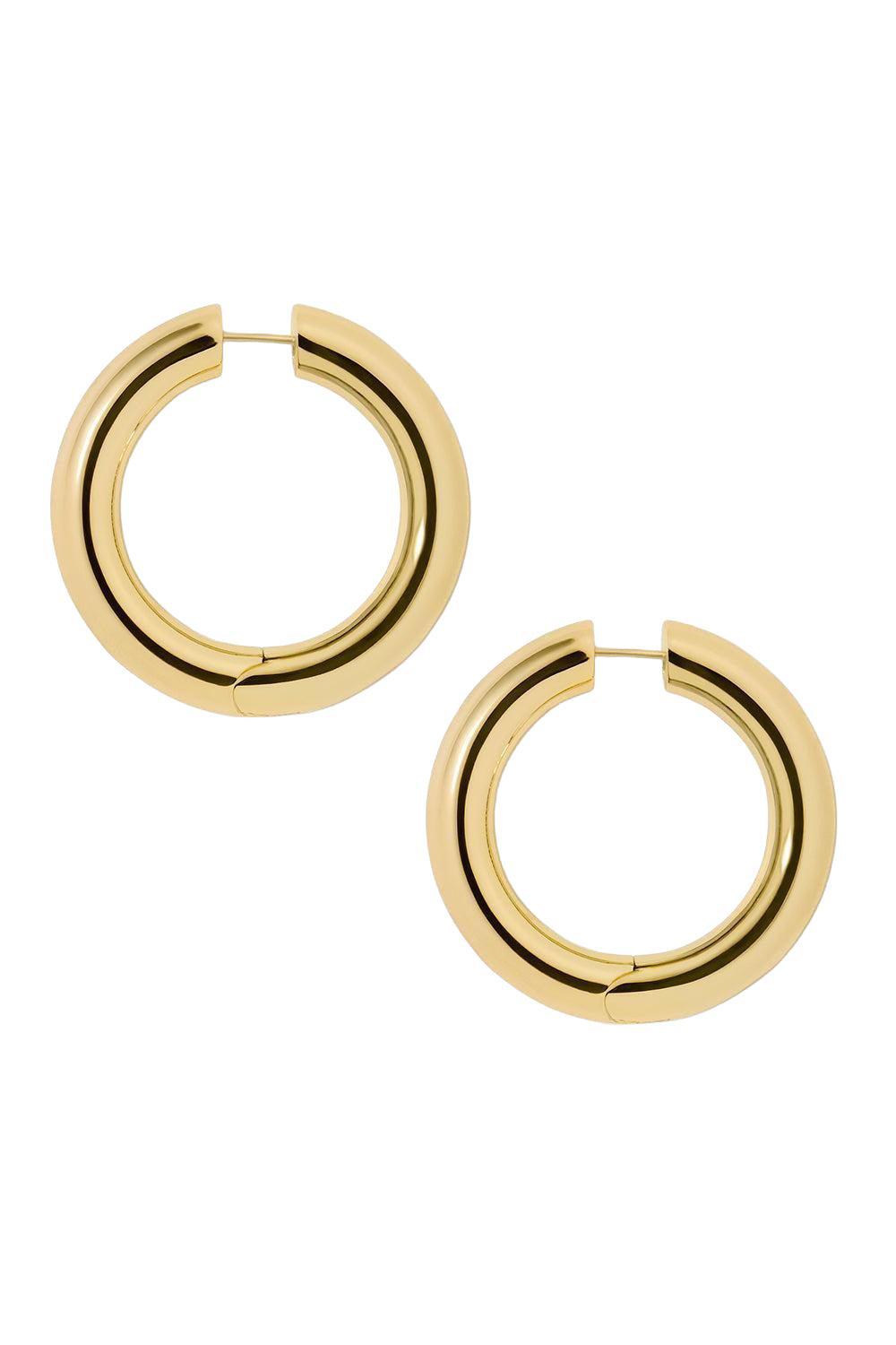 Mini Samira Hinged Hoop Earrings - Yellow Gold - 1in