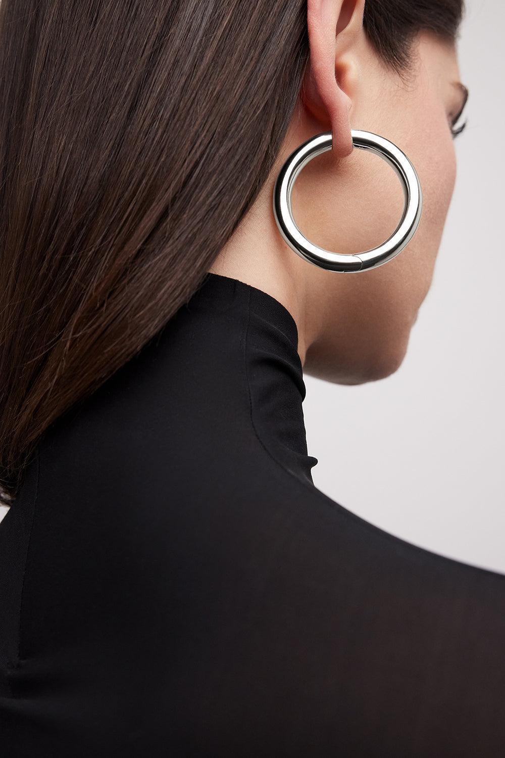 Baby Samira Hinged Hoop Earrings - 1.5in-SILVER-JEWELRYBOUTIQUEEARRING-JENNIFER FISHER