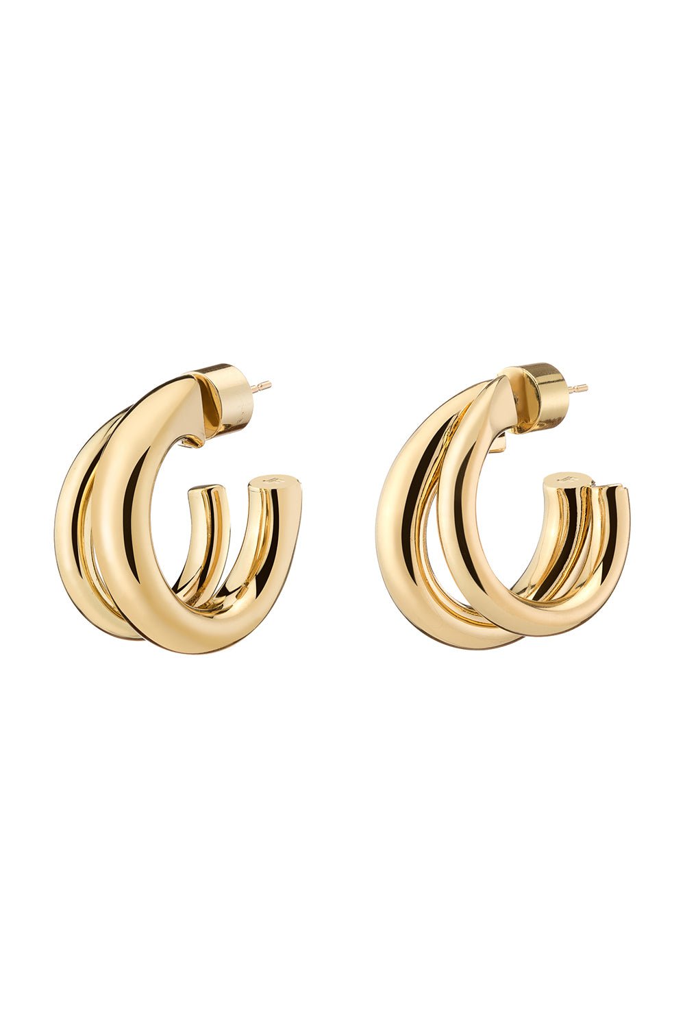 JENNIFER FISHER-Double Huggie Earrings-YELLOW GOLD