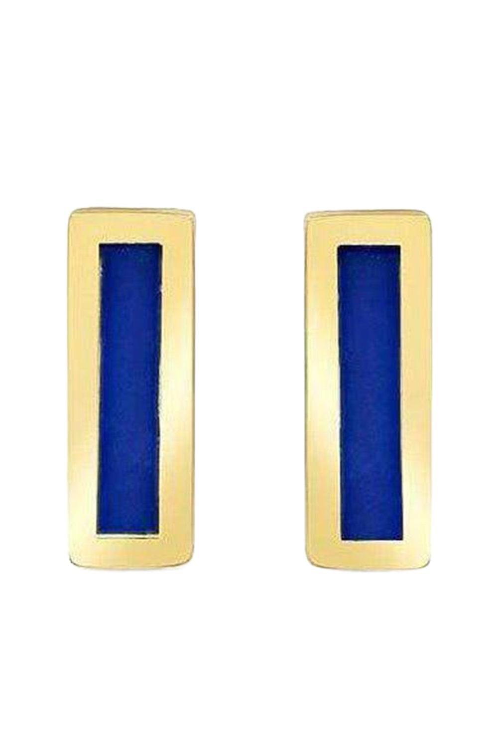 Lapis Inlay Bar Studs-YELLOW GOLD-JEWELRYFINE JEWELEARRING-JENNIFER MEYER