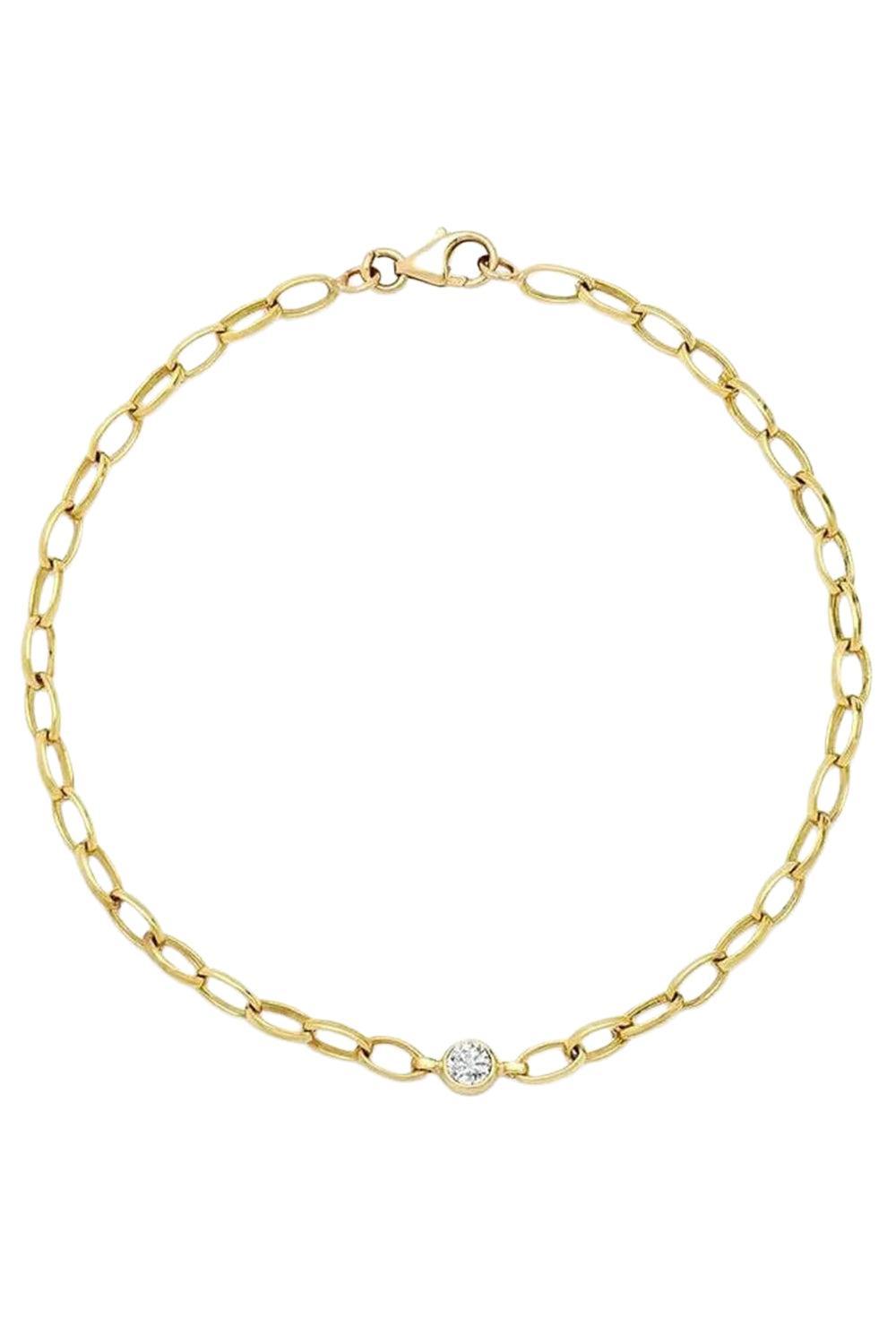 Small Edith Link Bracelet with Single Diamond Bezel Accent-YELLOW GOLD-JEWELRYFINE JEWELBRACELET O-JENNIFER MEYER
