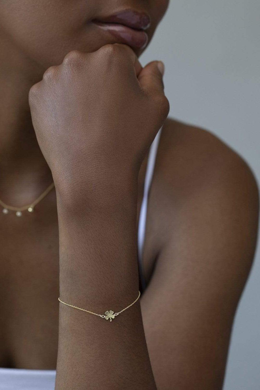 JENNIFER MEYER-Mini Four Leaf Clover Bracelet-YELLOW GOLD