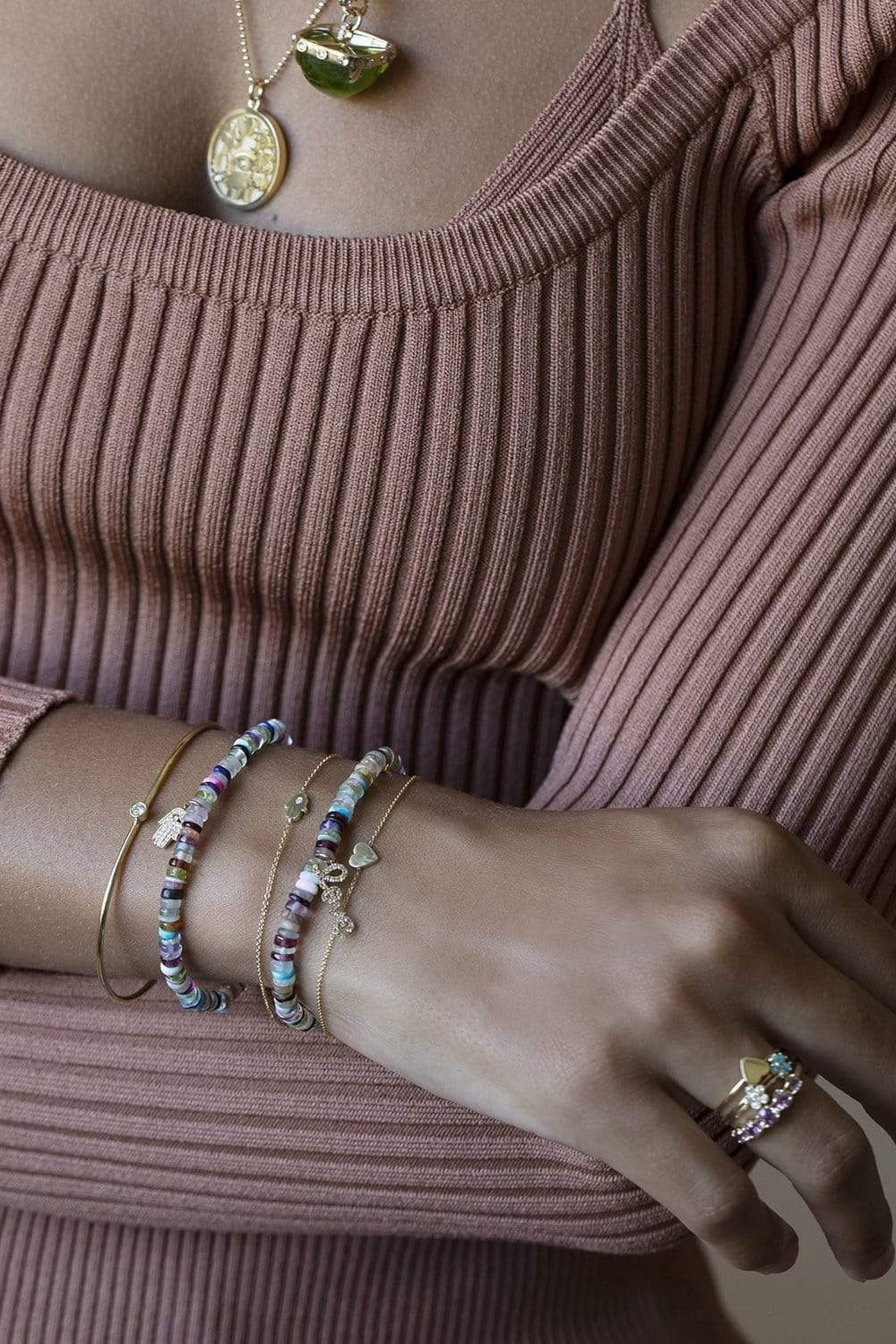 JENNIFER MEYER-Mini Heart Bracelet-YELLOW GOLD