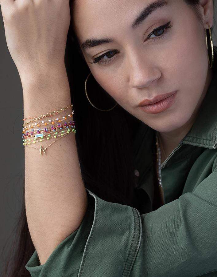 JENNIFER MEYER-Turquoise Inlay Bar Bracelet-YELLOW GOLD