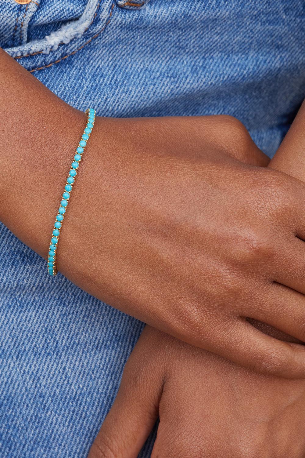 Turquoise Large 4 Prong Tennis Bracelet-YELLOW GOLD-JEWELRYFINE JEWELBRACELET O-JENNIFER MEYER