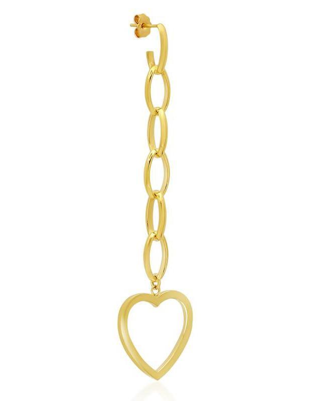 JENNIFER MEYER-6 Edith Link Studs with Large Open Heart Drop-YELLOW GOLD