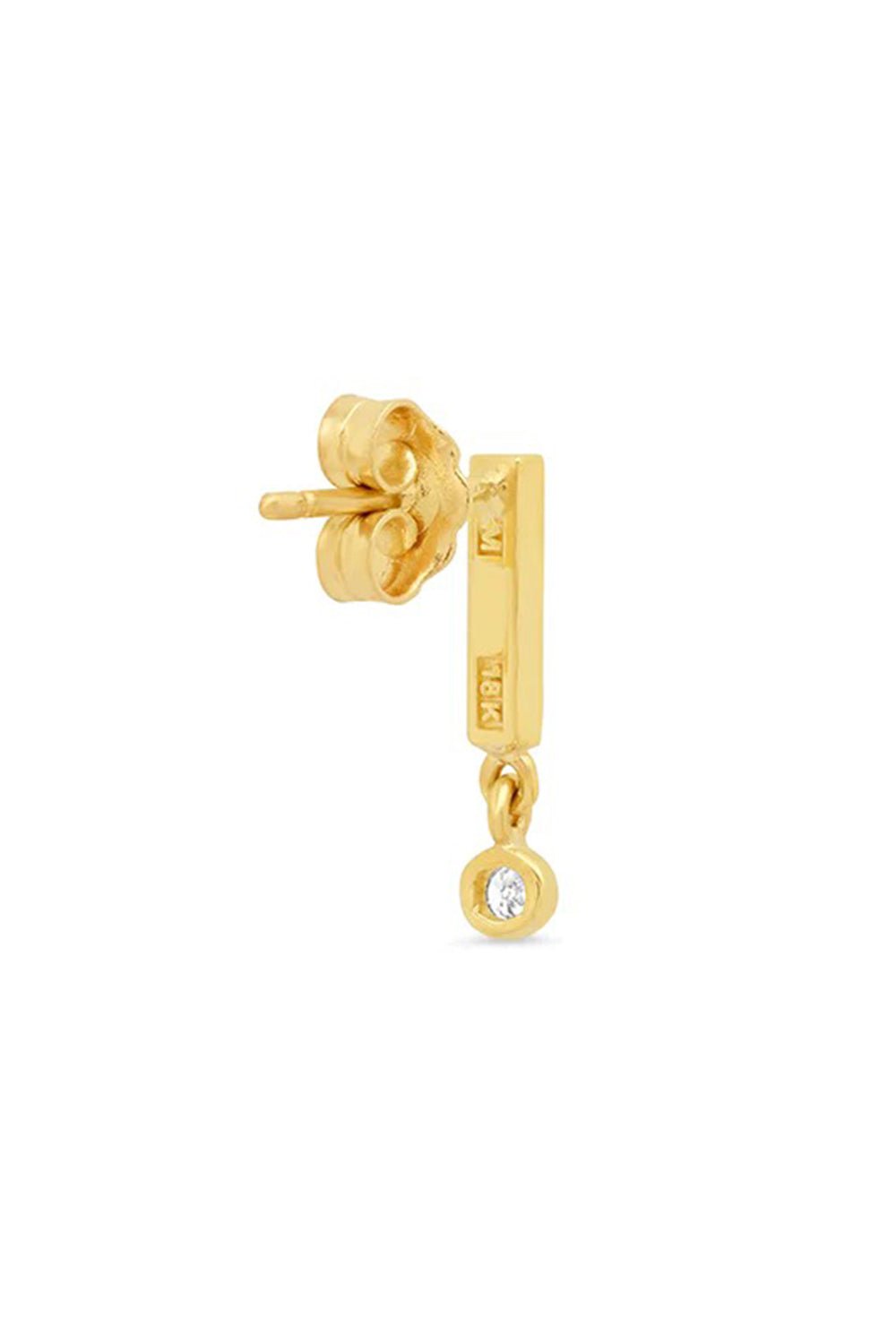 JENNIFER MEYER-Bezel Drop Bar Studs-YELLOW GOLD