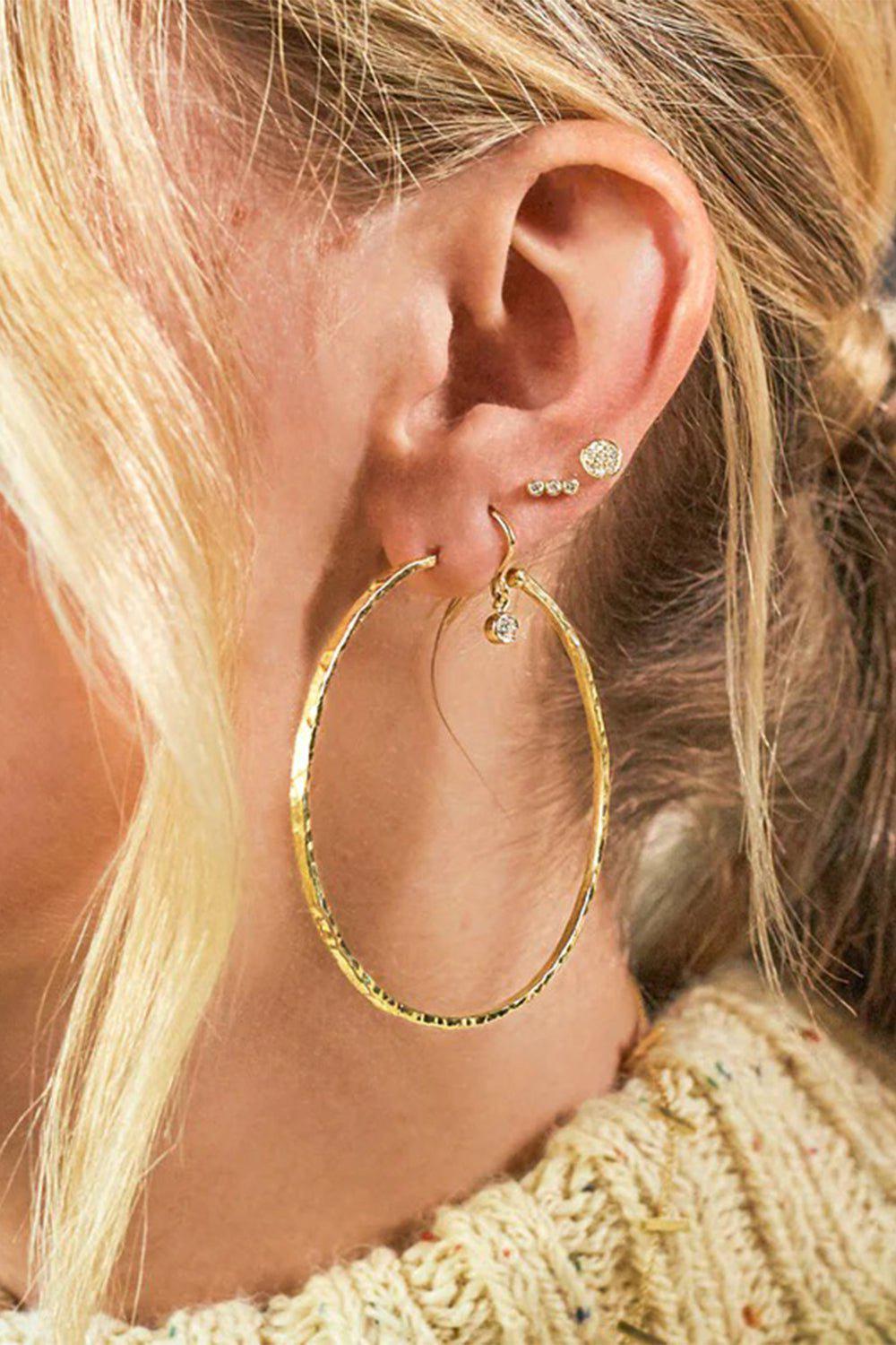 JENNIFER MEYER-Diamond Circle Stud Earrings-YELLOW GOLD