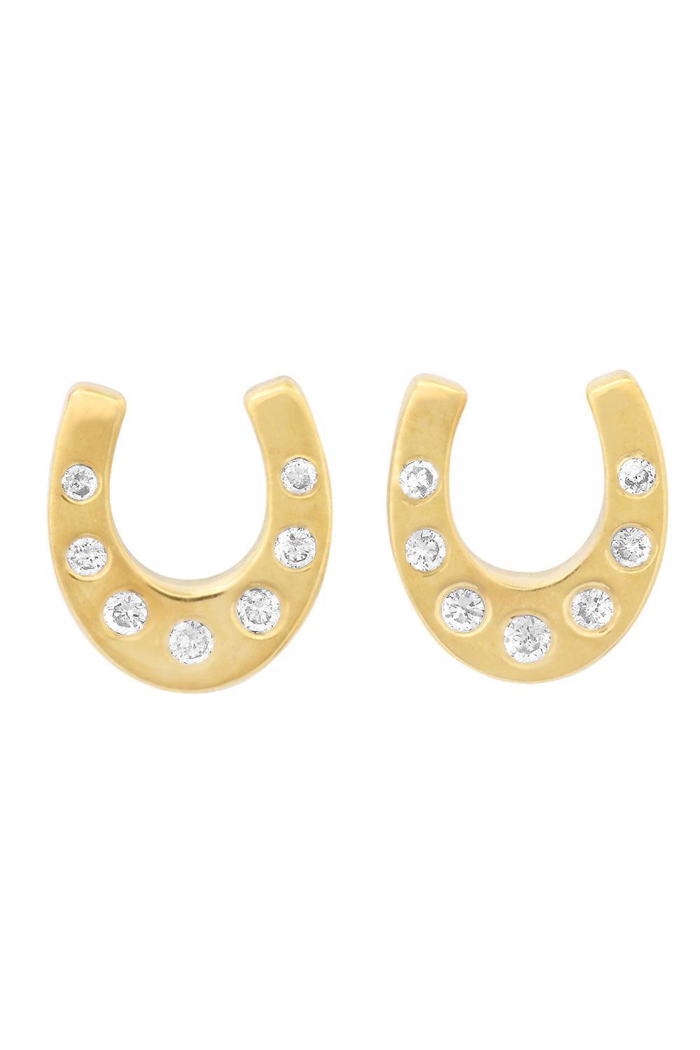 Diamond Mini Horseshoe Stud Earrings-YELLOW GOLD-JEWELRYFINE JEWELEARRING-JENNIFER MEYER