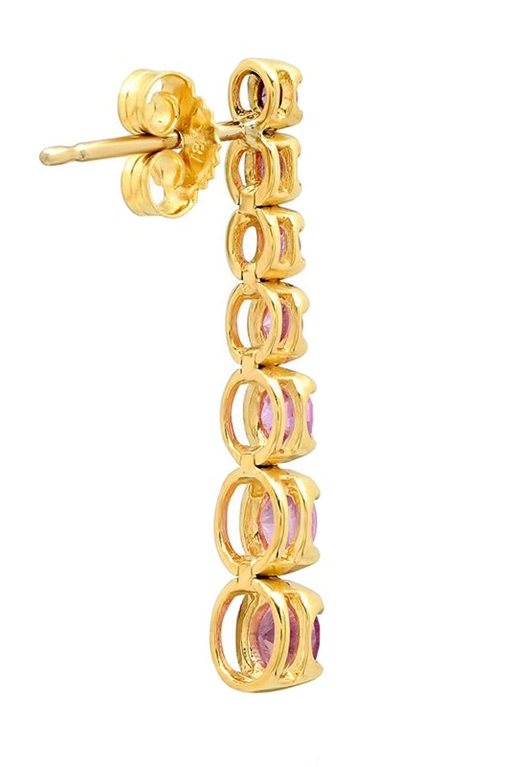 JENNIFER MEYER-Graduated Pink Sapphire Tennis Stud Earrings-YELLOW GOLD