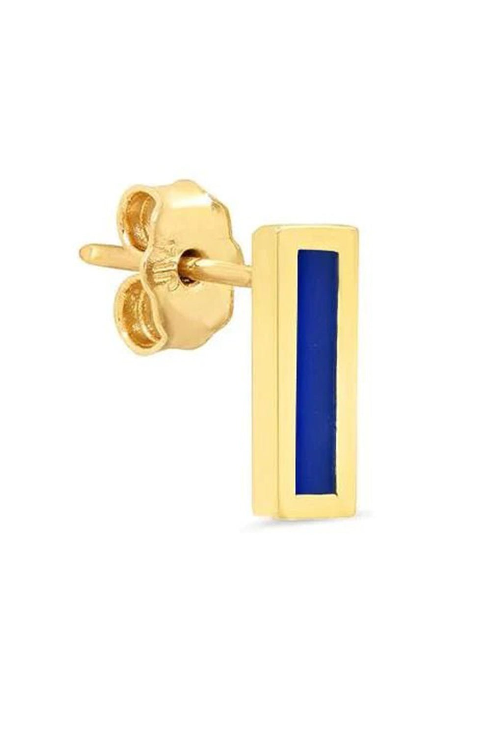 JENNIFER MEYER-Lapis Inlay Bar Studs-YELLOW GOLD