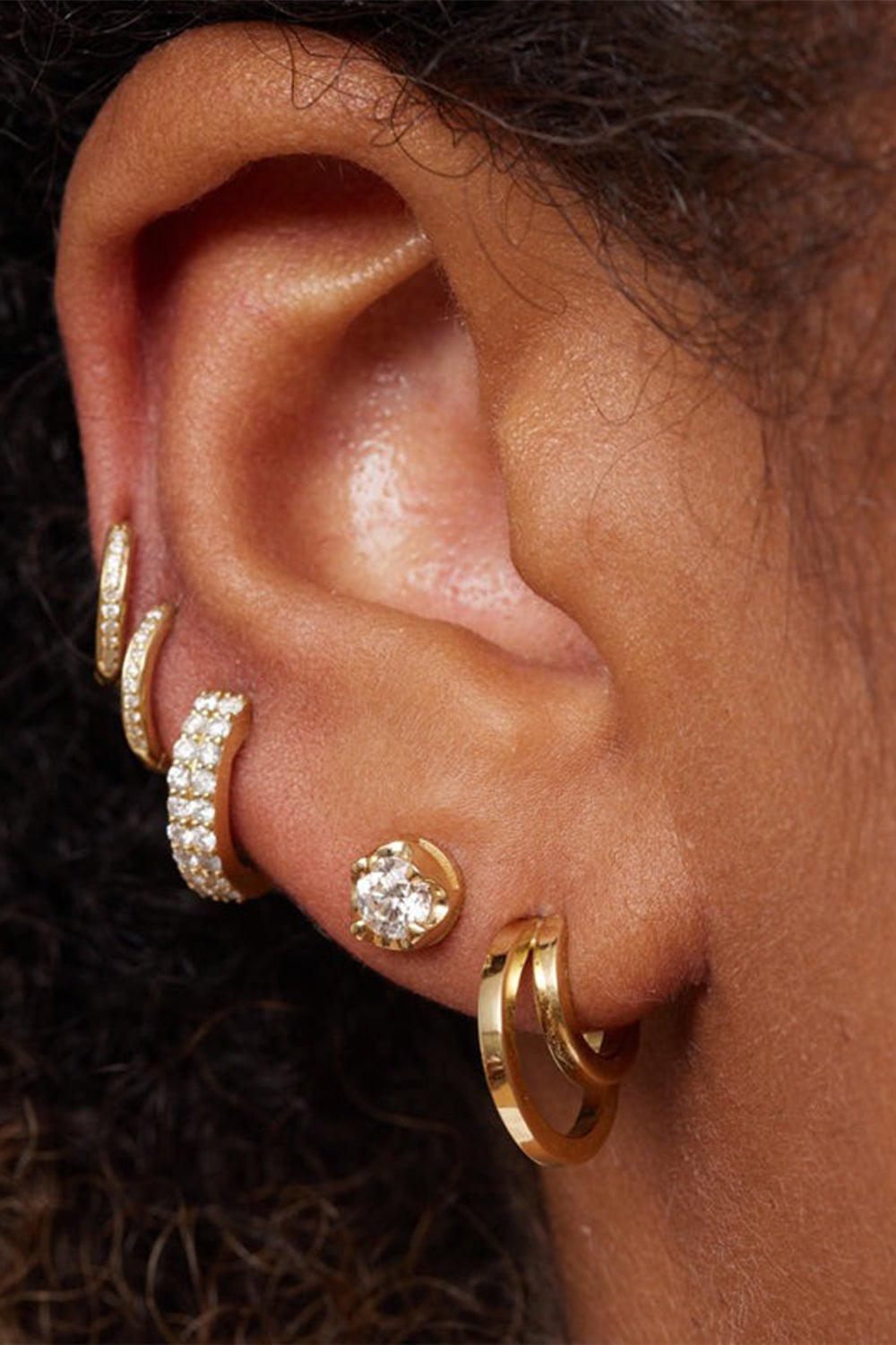 JENNIFER MEYER-Mini Double Hoop Earrings-YELLOW GOLD