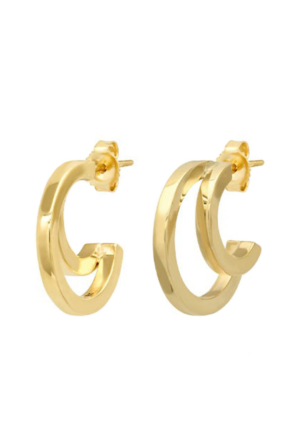 JENNIFER MEYER-Mini Double Hoop Earrings-YELLOW GOLD