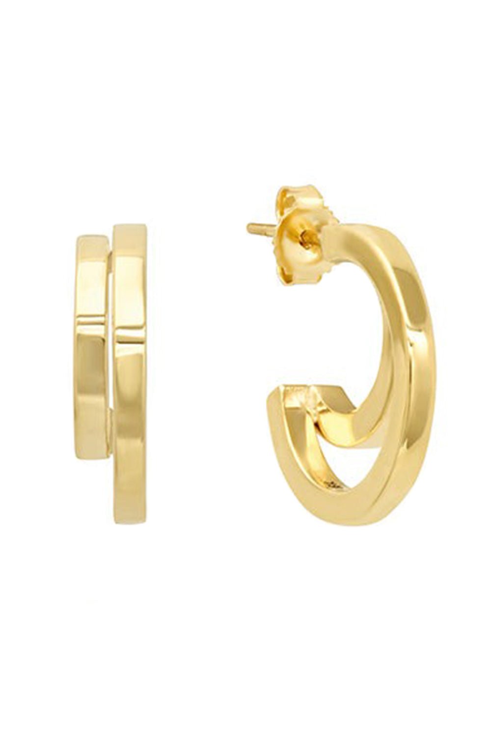 JENNIFER MEYER-Mini Double Hoop Earrings-YELLOW GOLD