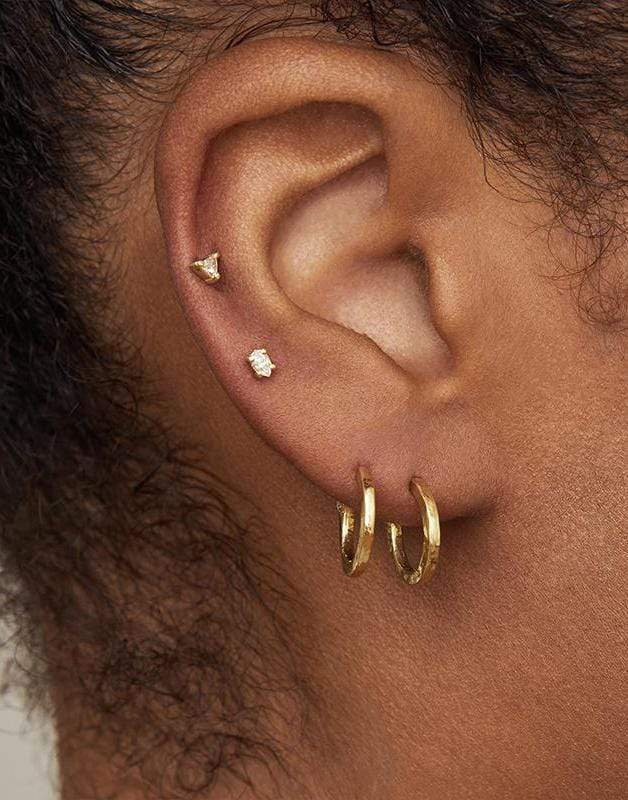 JENNIFER MEYER-Mini Hammered Hoops-YELLOW GOLD