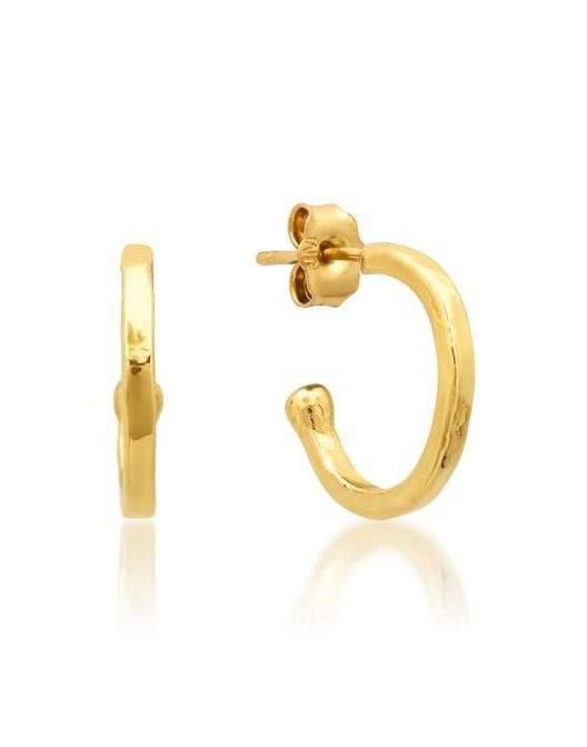JENNIFER MEYER-Mini Hammered Hoops-YELLOW GOLD