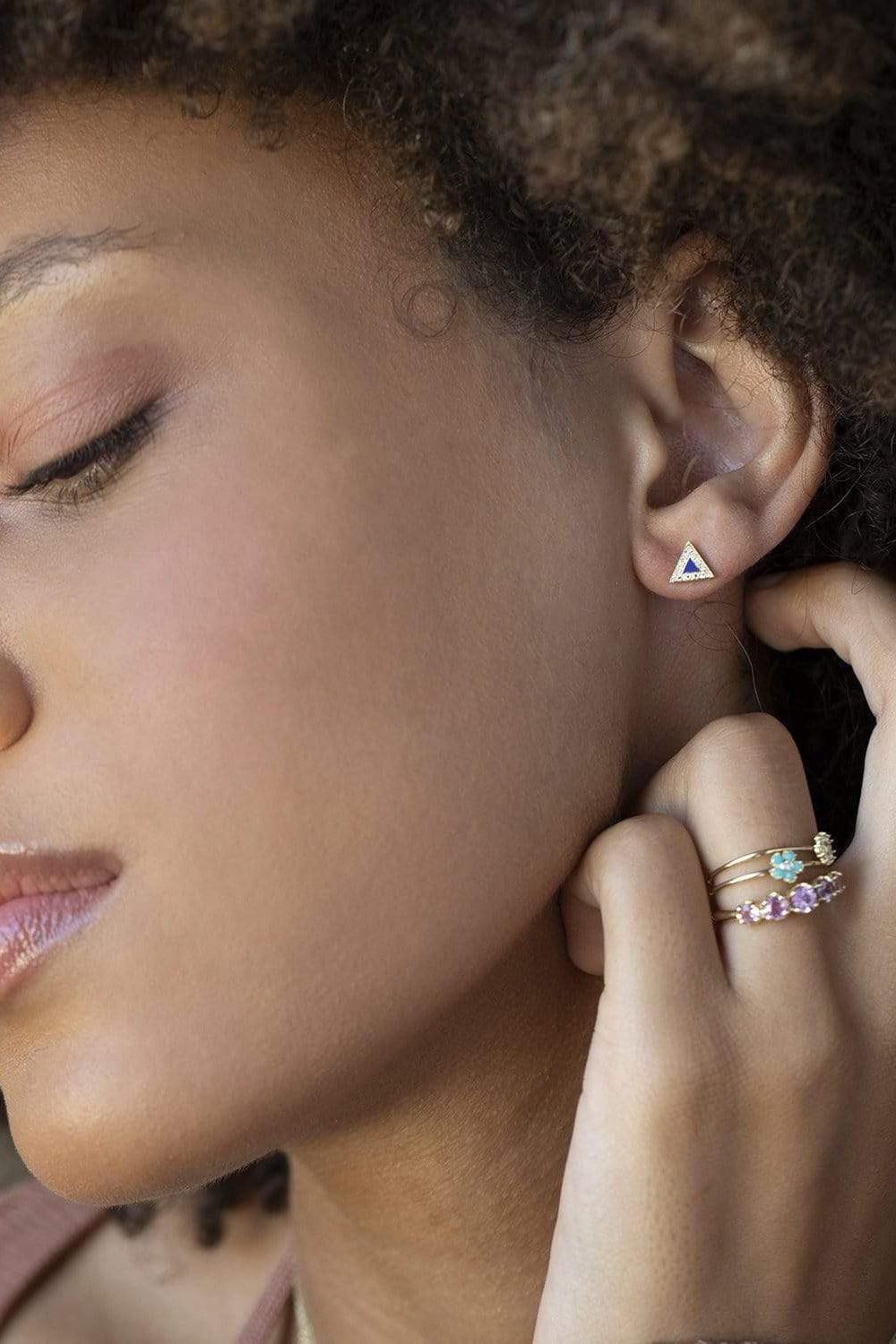 JENNIFER MEYER-Mini Lapis and Diamond Inlay Studs-YELLOW GOLD