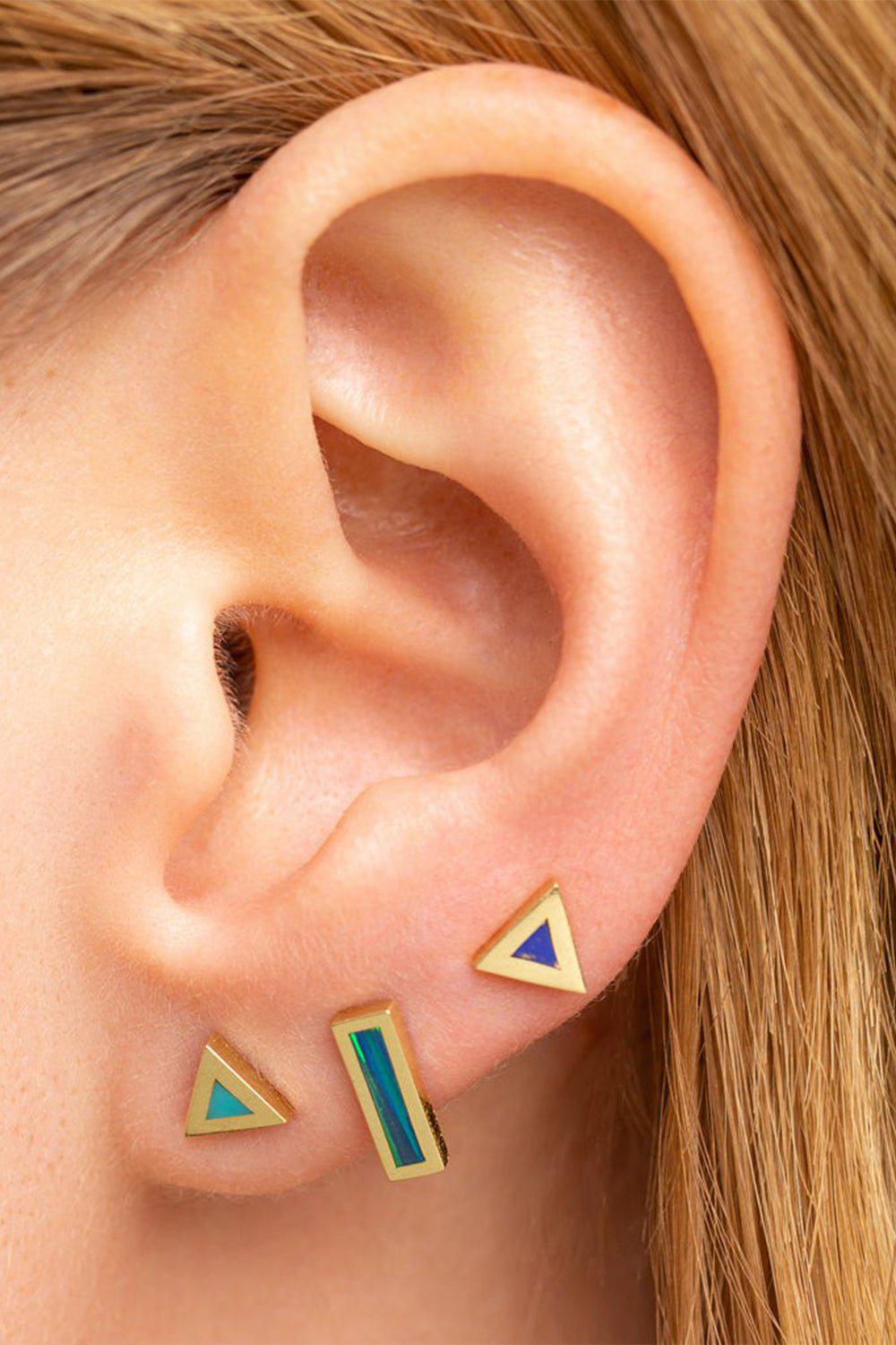 JENNIFER MEYER-Opal Inlay Bar Stud Earrings-YELLOW GOLD