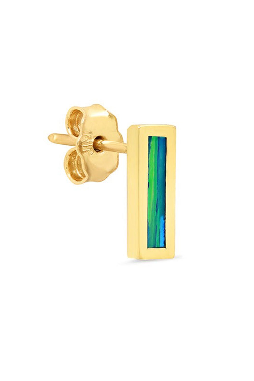 JENNIFER MEYER-Opal Inlay Bar Stud Earrings-YELLOW GOLD