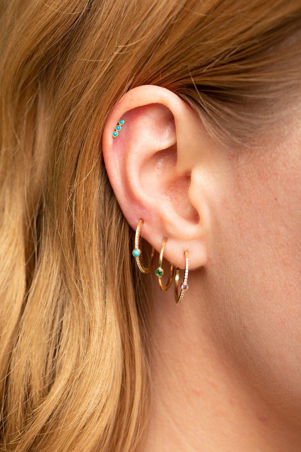 JENNIFER MEYER-Pink Sapphire Diamond Hoop Earrings-YELLOW GOLD