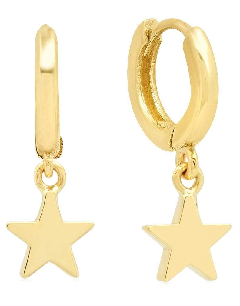 JENNIFER MEYER-Single Mini Huggie with Star Drop-YELLOW GOLD